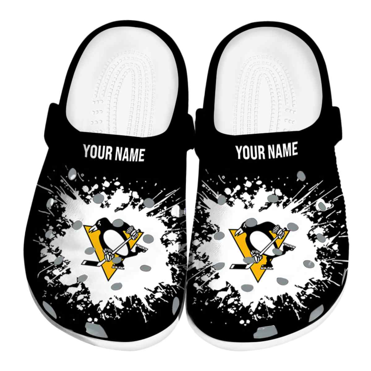 Footwearmerch Pittsburgh Penguins NHL Sport Crocs Crocband Clogs Shoes Comfortable For Men Women and Kids