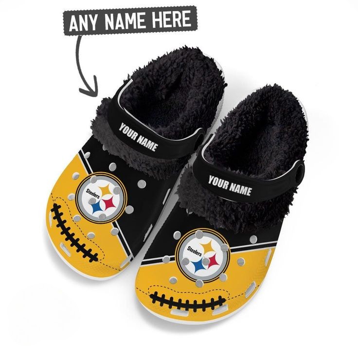 Footwearmerch Pittsburgh Steelers NFL Crocs Crocband Fleece Lined Clogs Shoes Comfortable For Men Women and Kids In Winter