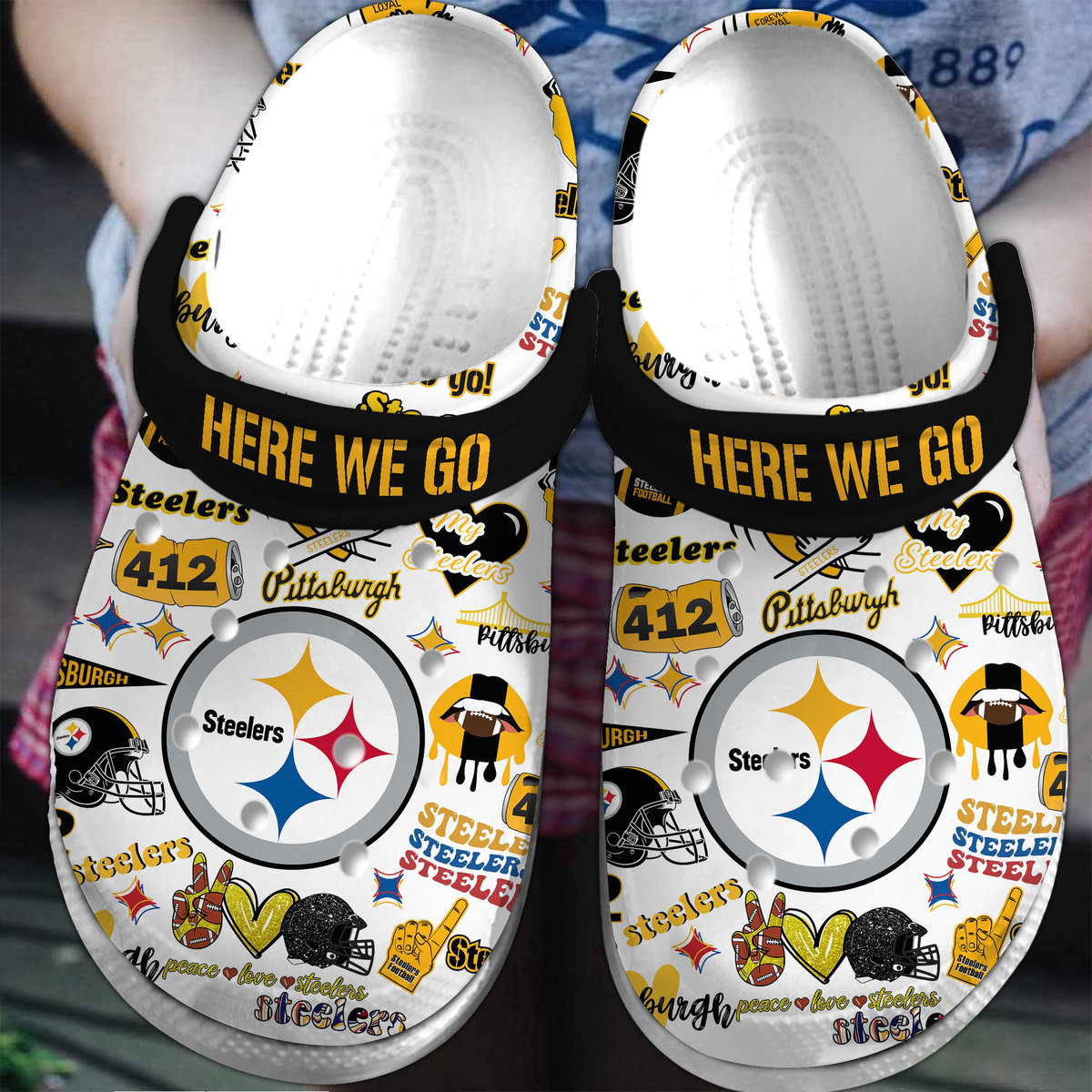 Footwearmerch Pittsburgh Steelers NFL Sport Crocs Crocband Clogs Shoes Comfortable For Men Women and Kids