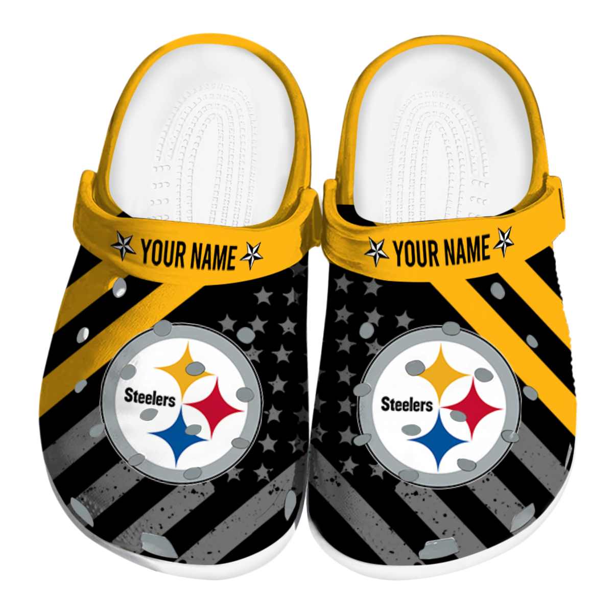 Footwearmerch Pittsburgh Steelers NFL Sport Crocs Crocband Clogs Shoes Comfortable For Men Women and Kids