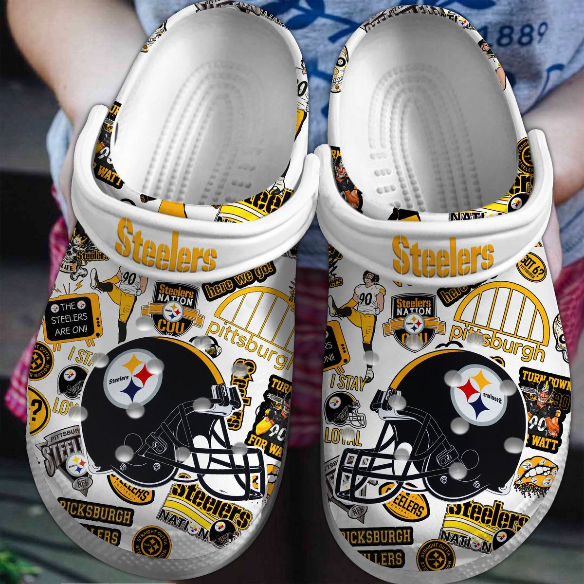 Footwearmerch Pittsburgh Steelers NFL Sport Crocs Crocband Clogs Shoes Comfortable For Men Women and Kids