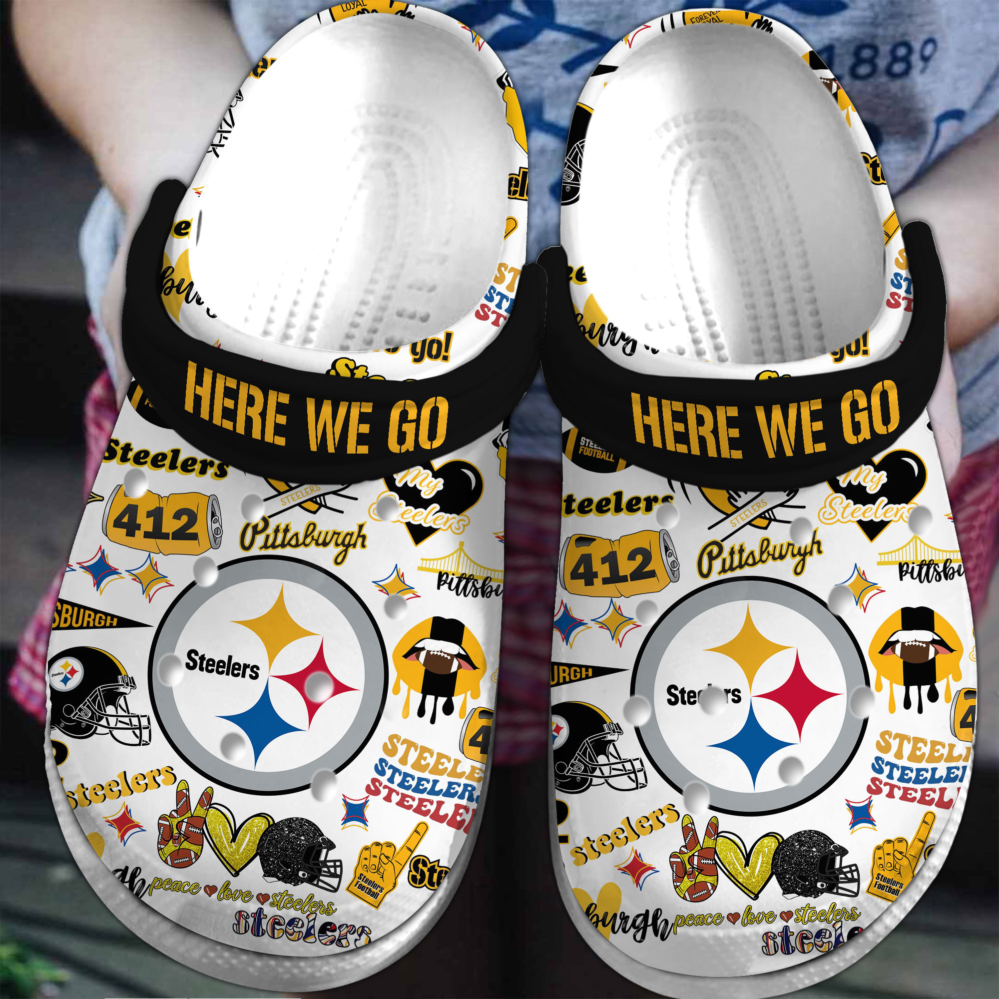 Footwearmerch Pittsburgh Steelers NFL Sport Crocs Crocband Clogs Shoes Comfortable For Men Women and Kids