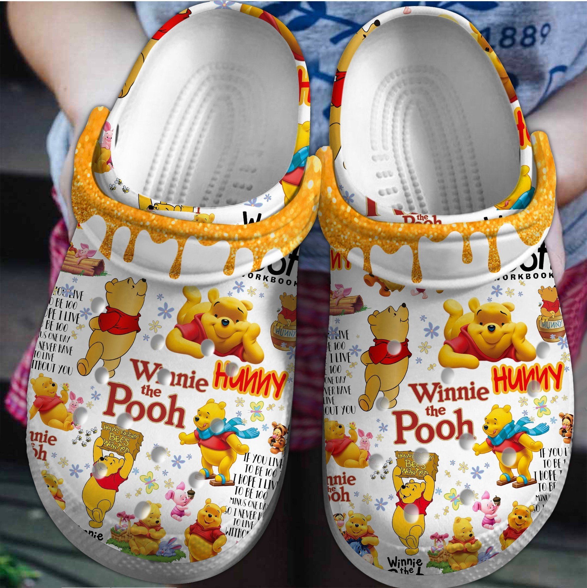 Footwearmerch Pooh And Friends Cartoon Crocs Crocband Clogs Shoes Comfortable For Men Women and Kids