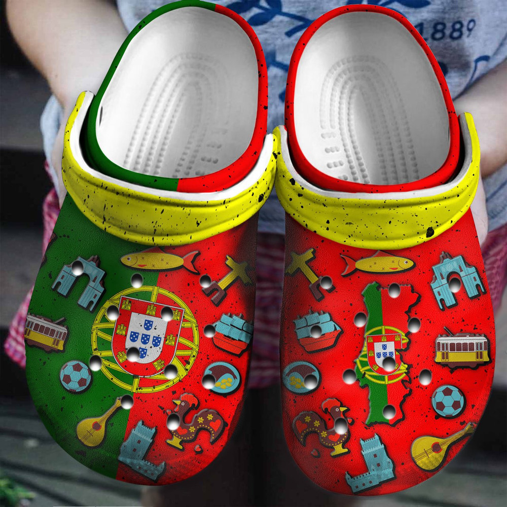 Footwearmerch Portugal Flag Symbol Gift For Fan Classic Water Rubber clog Shoes Comfy Footwear
