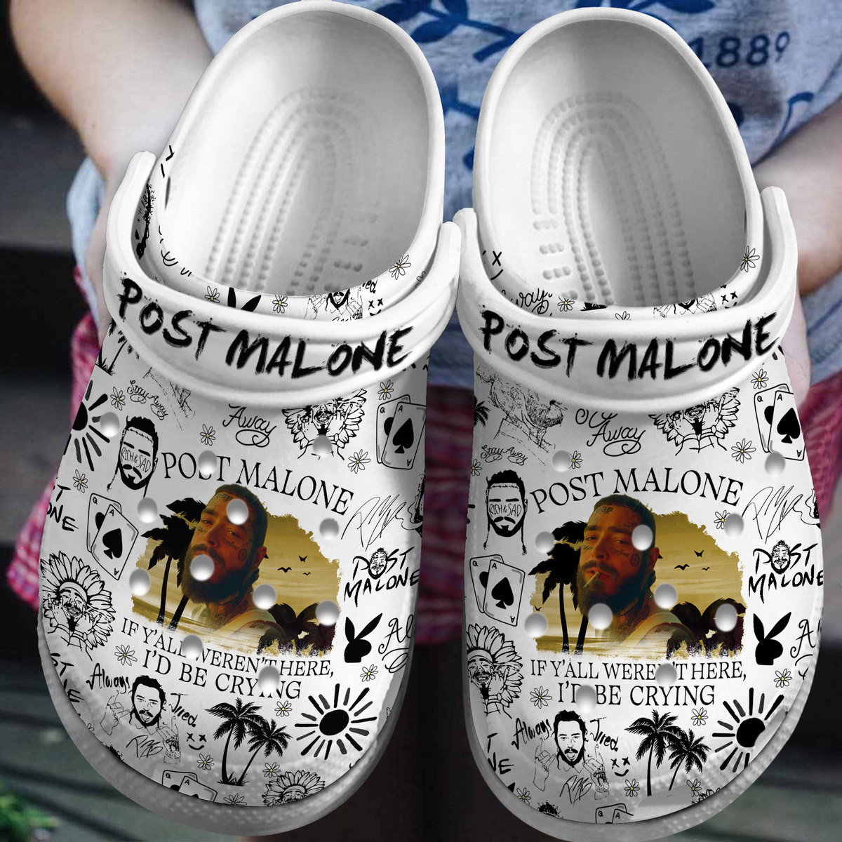 Footwearmerch Post Malone Music Crocs Crocband Clogs Shoes Comfortable For Men Women and Kids