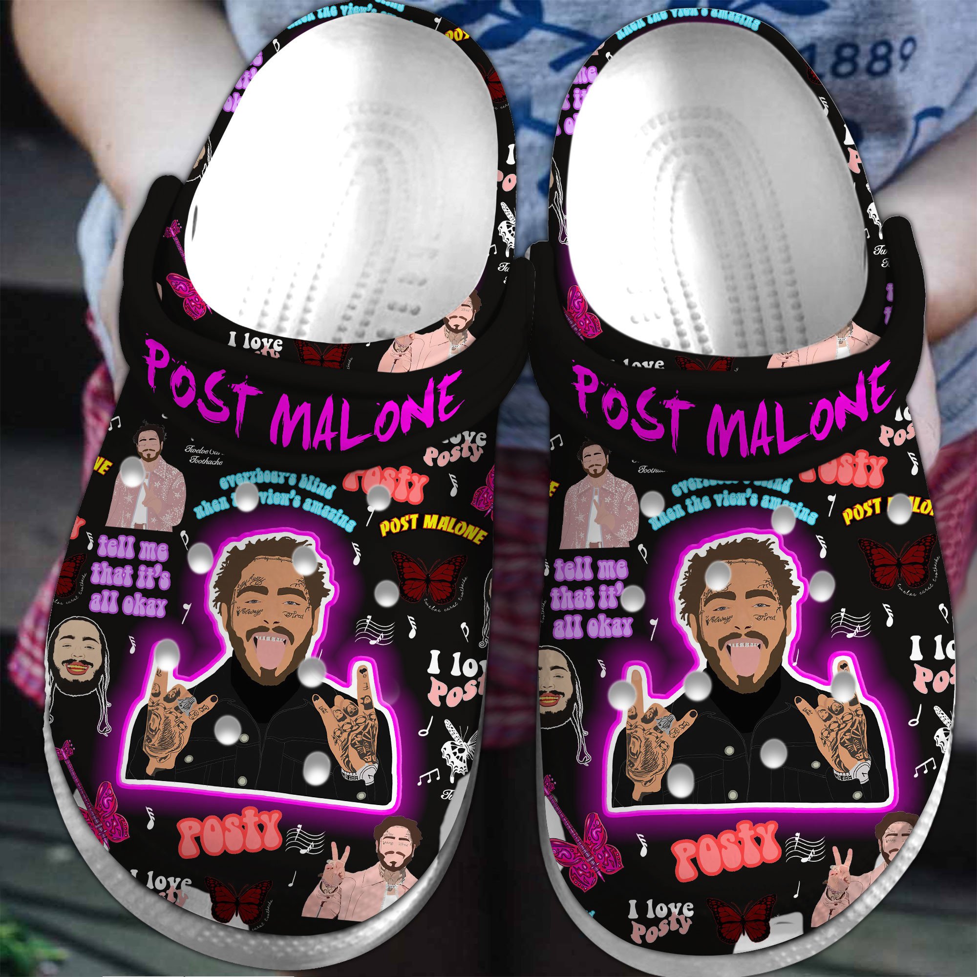 Footwearmerch Post Malone Music Crocs Crocband Clogs Shoes Comfortable For Men Women and Kids