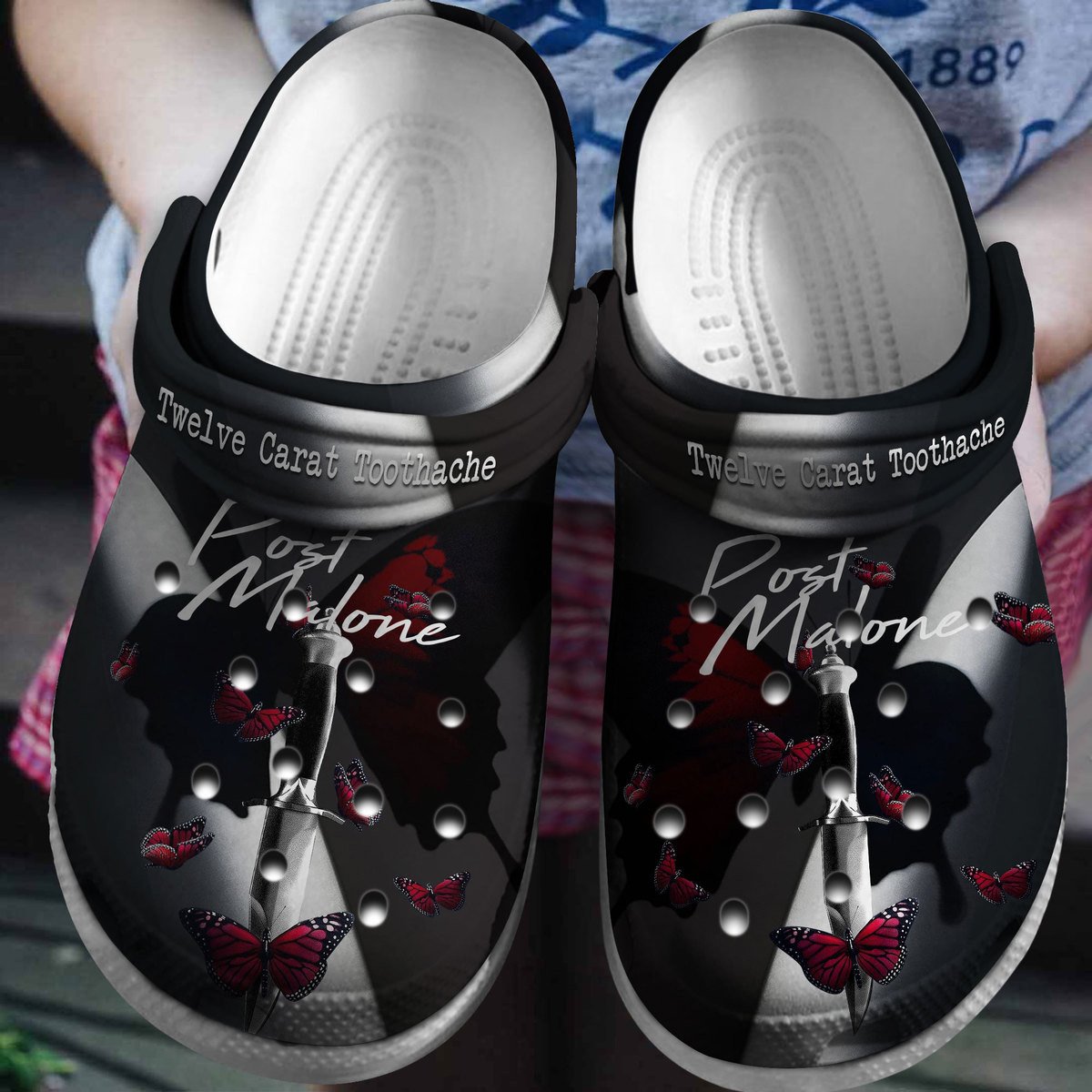 Footwearmerch Post Malone Rapper Music Crocs Crocband Clogs Shoes Comfortable For Men Women and Kids