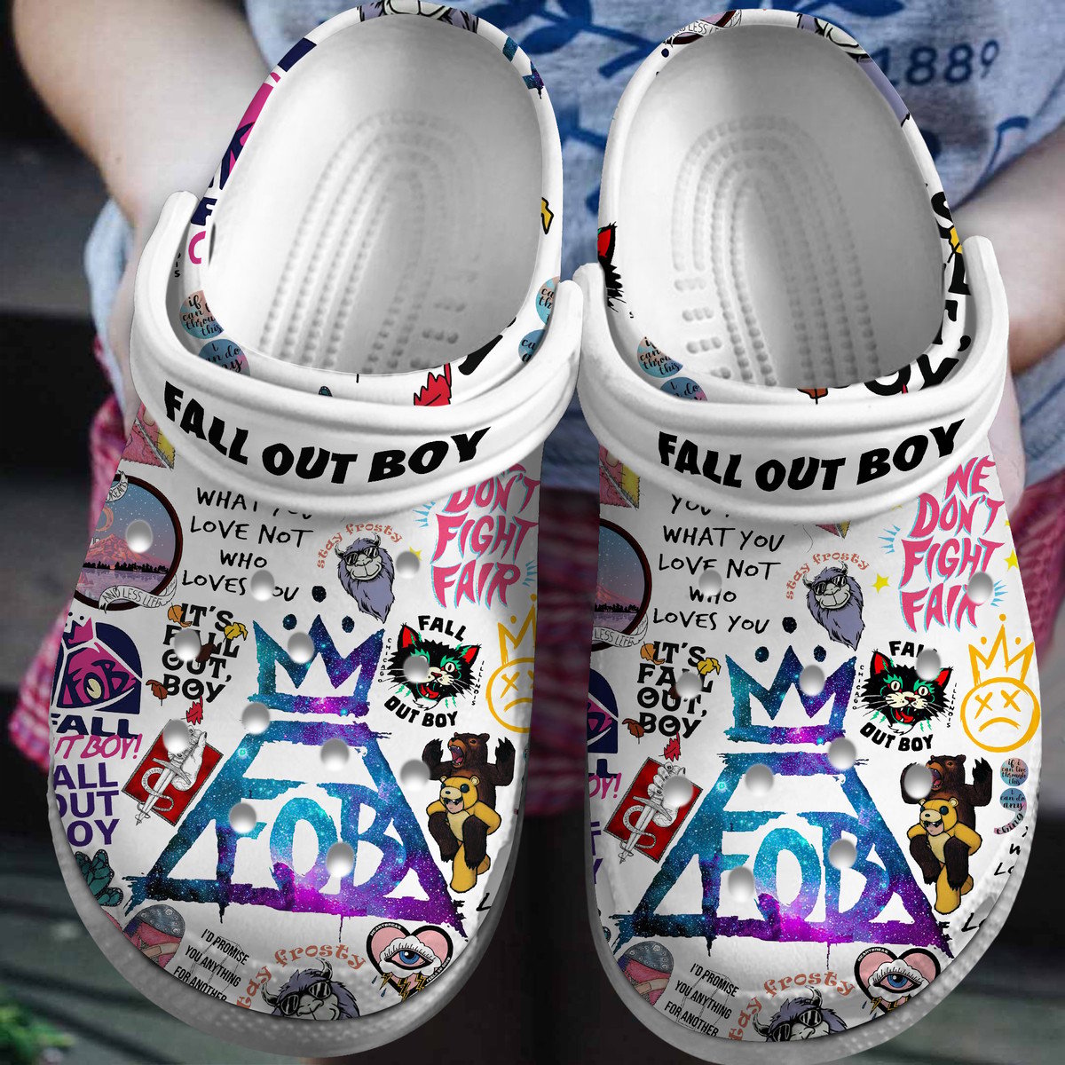 Footwearmerch Fall Out Boy Band Music Crocs Crocband Clogs Shoes Comfortable For Men Women and Kids