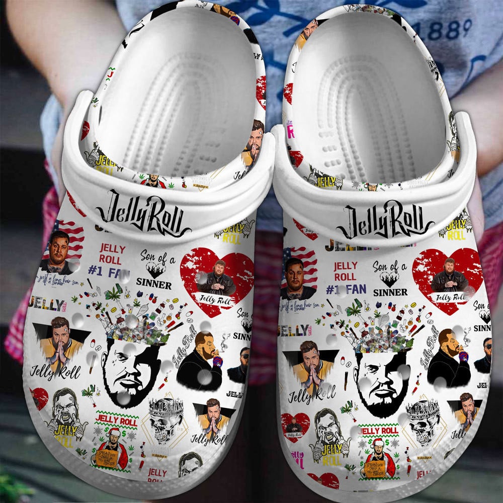 Footwearmerch Jelly Roll Singer Music Crocs Crocband Clogs Shoes Comfortable For Men Women and Kids