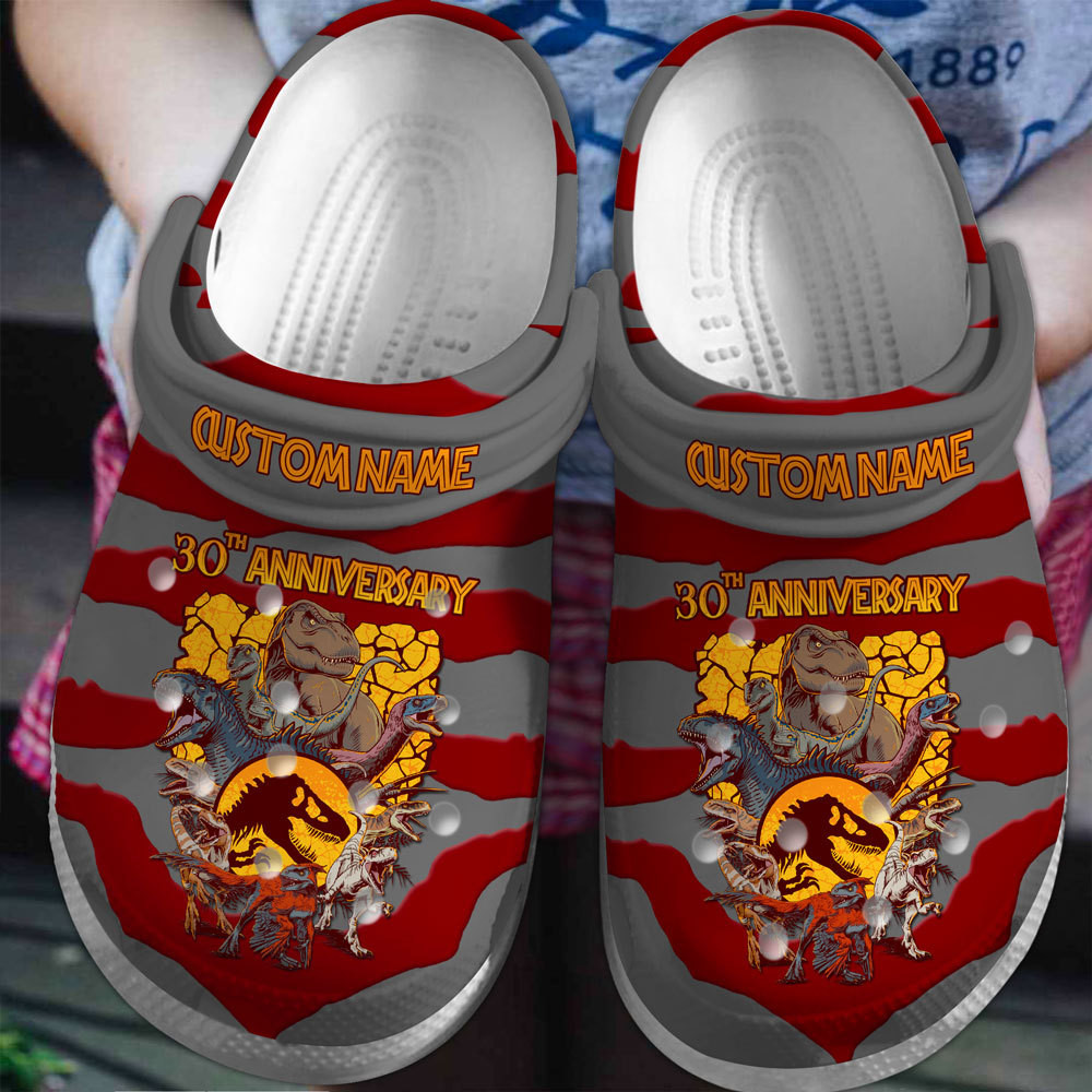 Footwearmerch Jurassic Park 30th Anniversary Movie Crocs Crocband Clogs Shoes Comfortable For Men Women and Kids