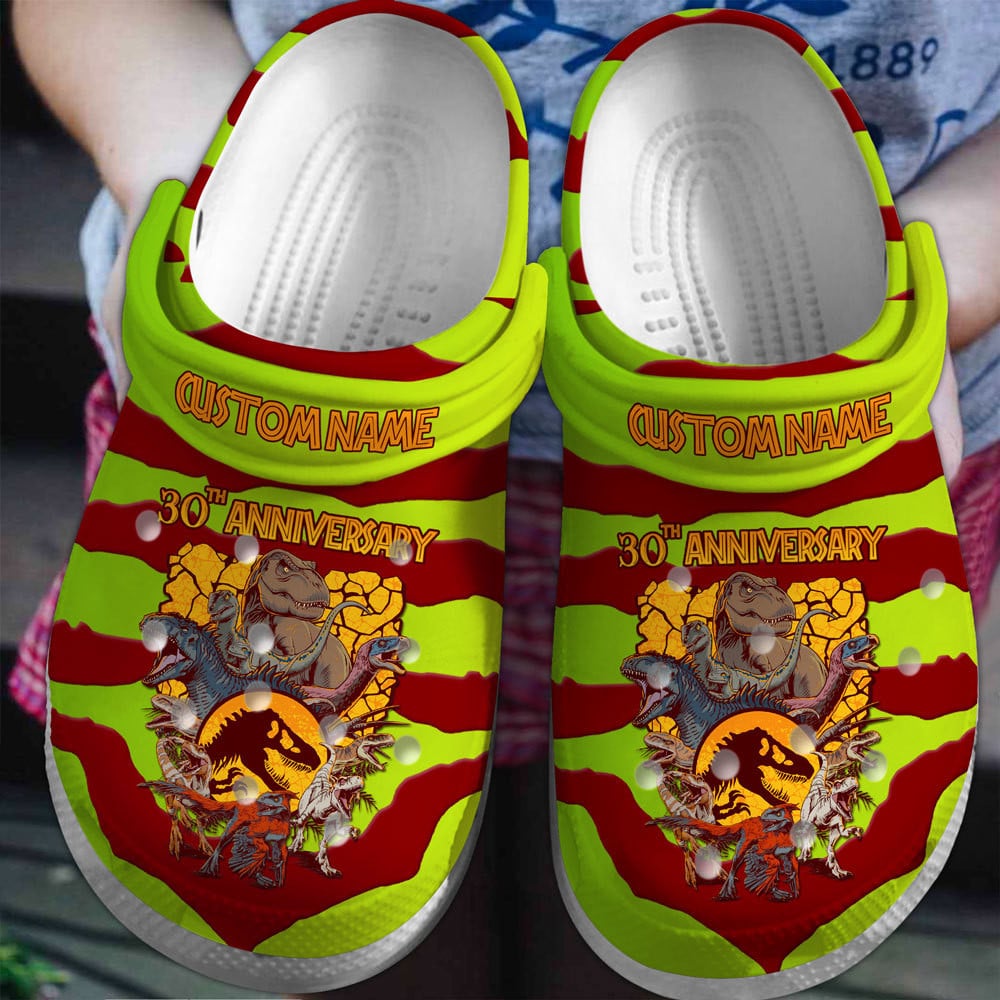 Footwearmerch Jurassic Park 30th Anniversary Movie Crocs Crocband Clogs Shoes Comfortable For Men Women and Kids