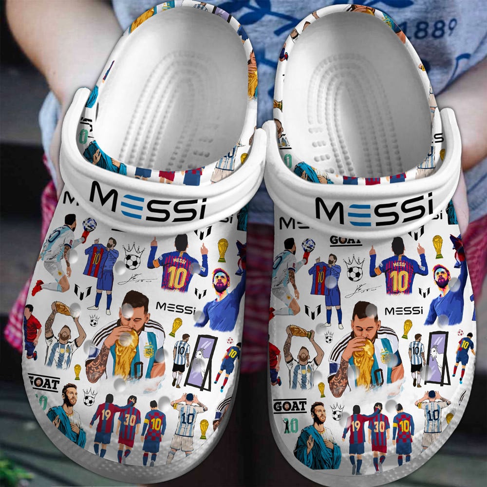 Footwearmerch Lionel Messi Football Soccer Sport Crocs Crocband Clogs Shoes Comfortable For Men Women and Kids