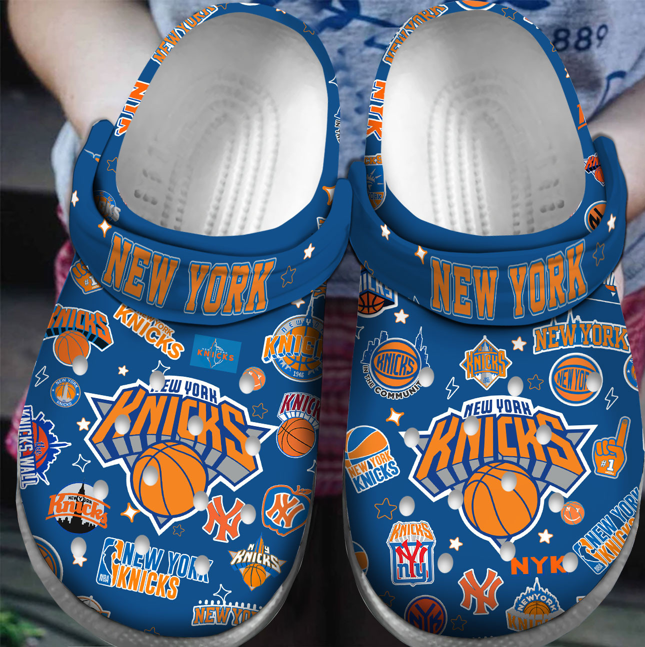 Footwearmerch Premium New York Knicks NBA Sport Crocs Crocband Clogs Shoes For Men Women and Kids