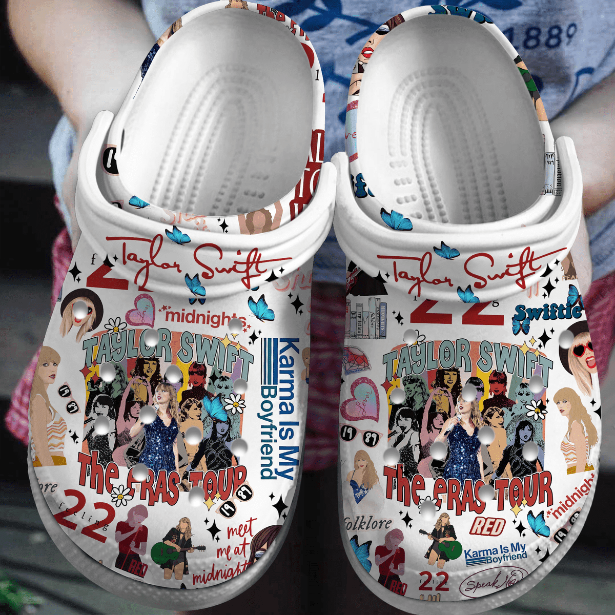 Footwearmerch Taylor Swift The Eras Tour Singer Music Crocs Crocband Clogs Shoes Comfortable For Men Women and Kids