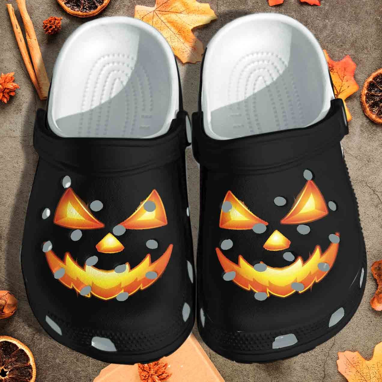 Footwearmerch Pumpkin Face Cosplay Halloween Shoes Clogs Gift For Men Women