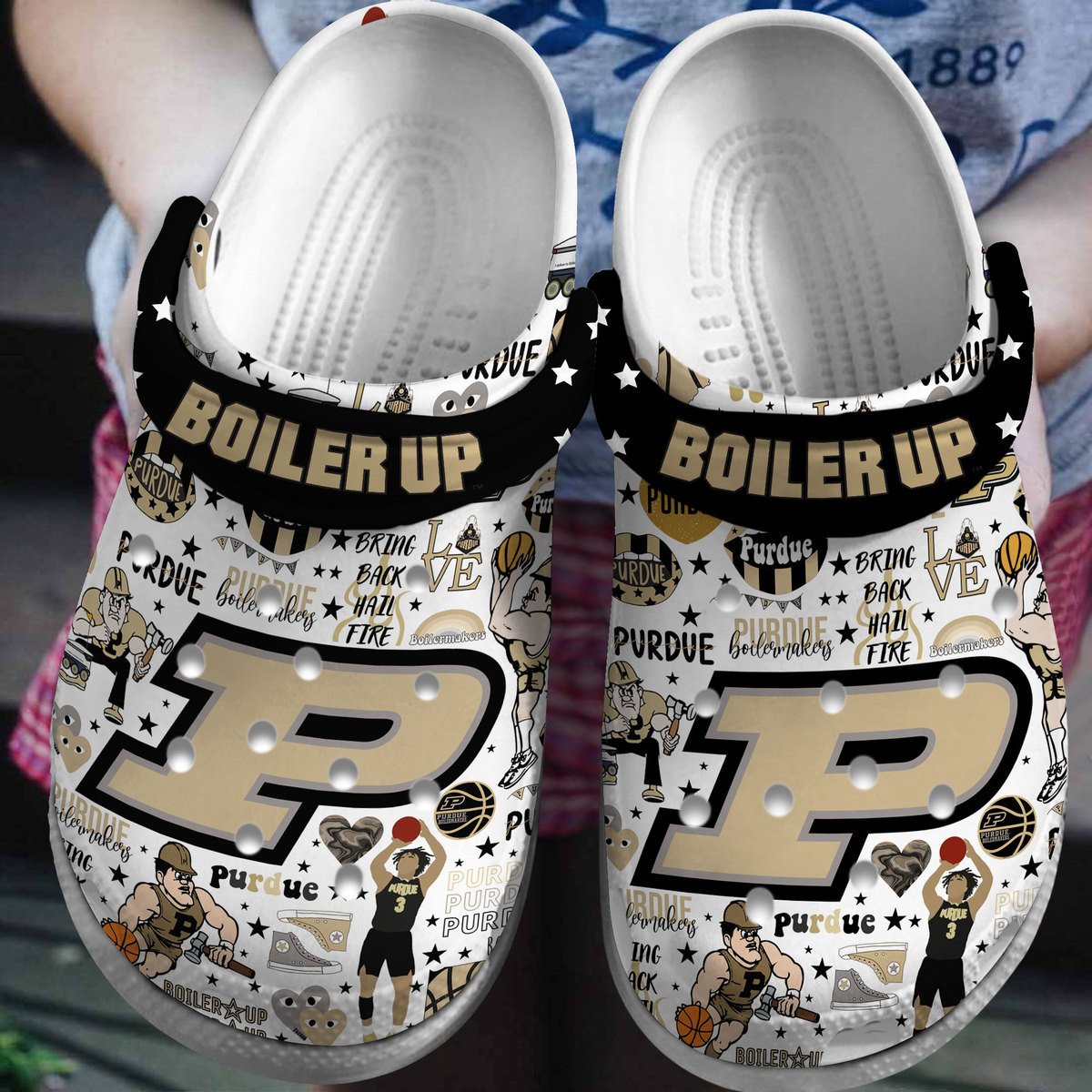 Footwearmerch Purdue Boilermakers NCAA Sport Crocs Crocband Clogs Shoes Comfortable For Men Women and Kids