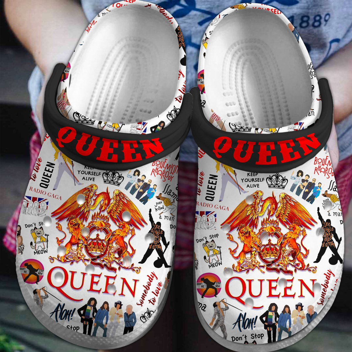 Footwearmerch Queen Music Crocs Crocband Clogs Shoes Comfortable For Men Women and Kids