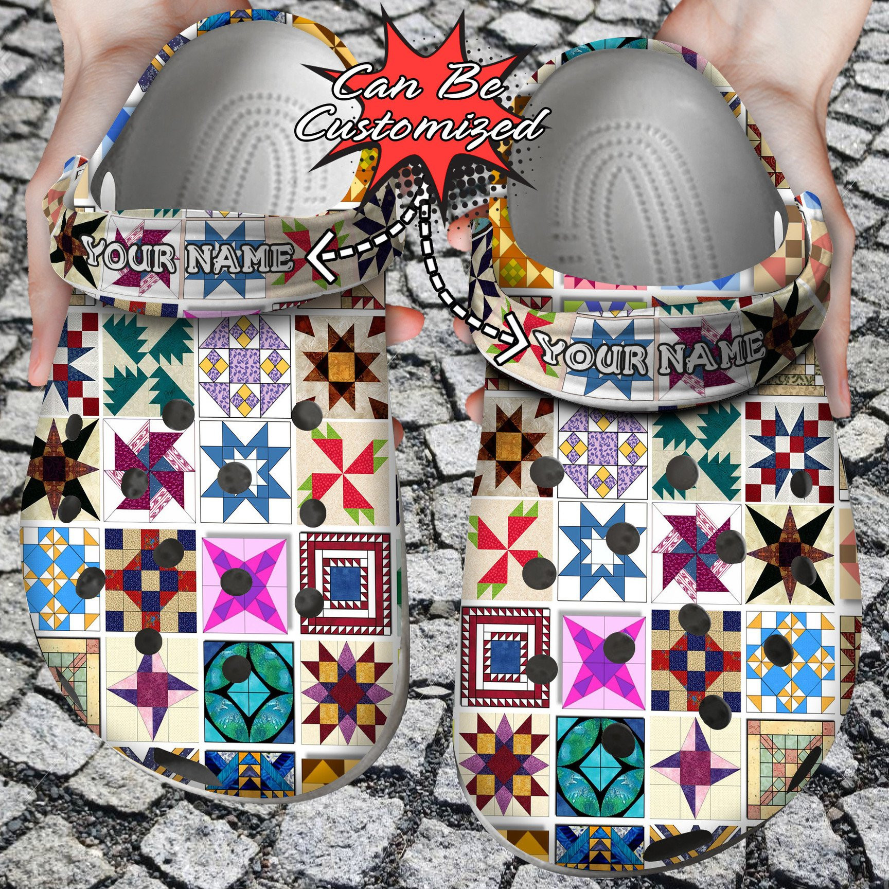 Footwearmerch Quilting Quilt Block clog Shoes Colorful