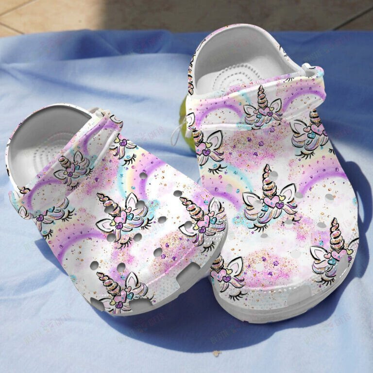 Footwearmerch Rainbow Unicorn Shoes Clogs Gifts For Birthday Christmas