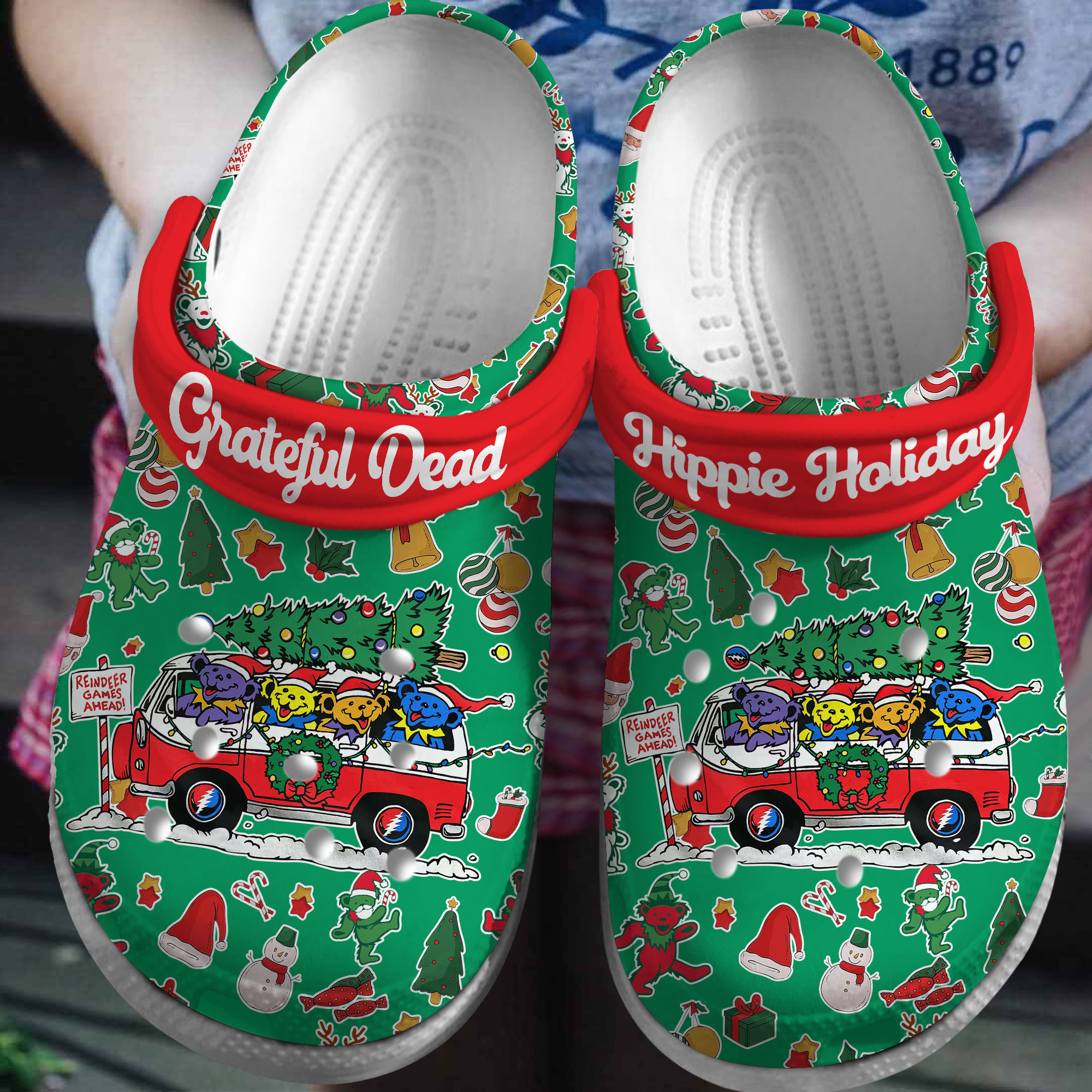 Footwearmerch Reindeer Games Ahead Grateful Dead Music Crocs Crocband Clogs Shoes Comfortable For Men Women and Kids