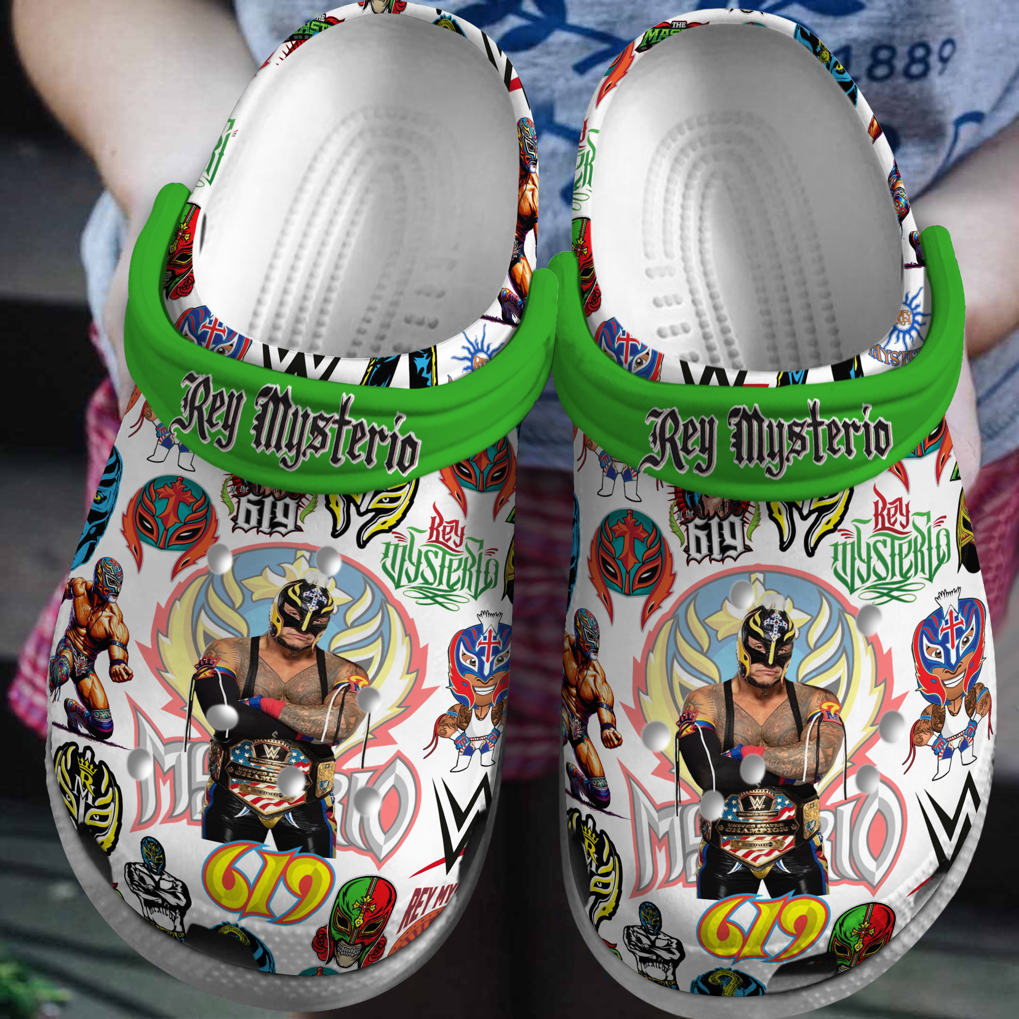 Footwearmerch Rey Mysterio WWE Sport Crocs Crocband Clogs Shoes Comfortable For Men Women and Kids