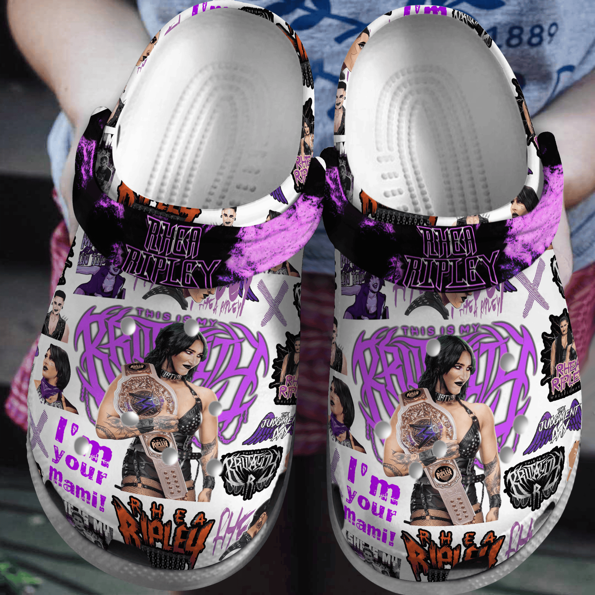 Footwearmerch Rhea Ripley WWE Sport Crocs Crocband Clogs Shoes Comfortable For Men Women and Kids