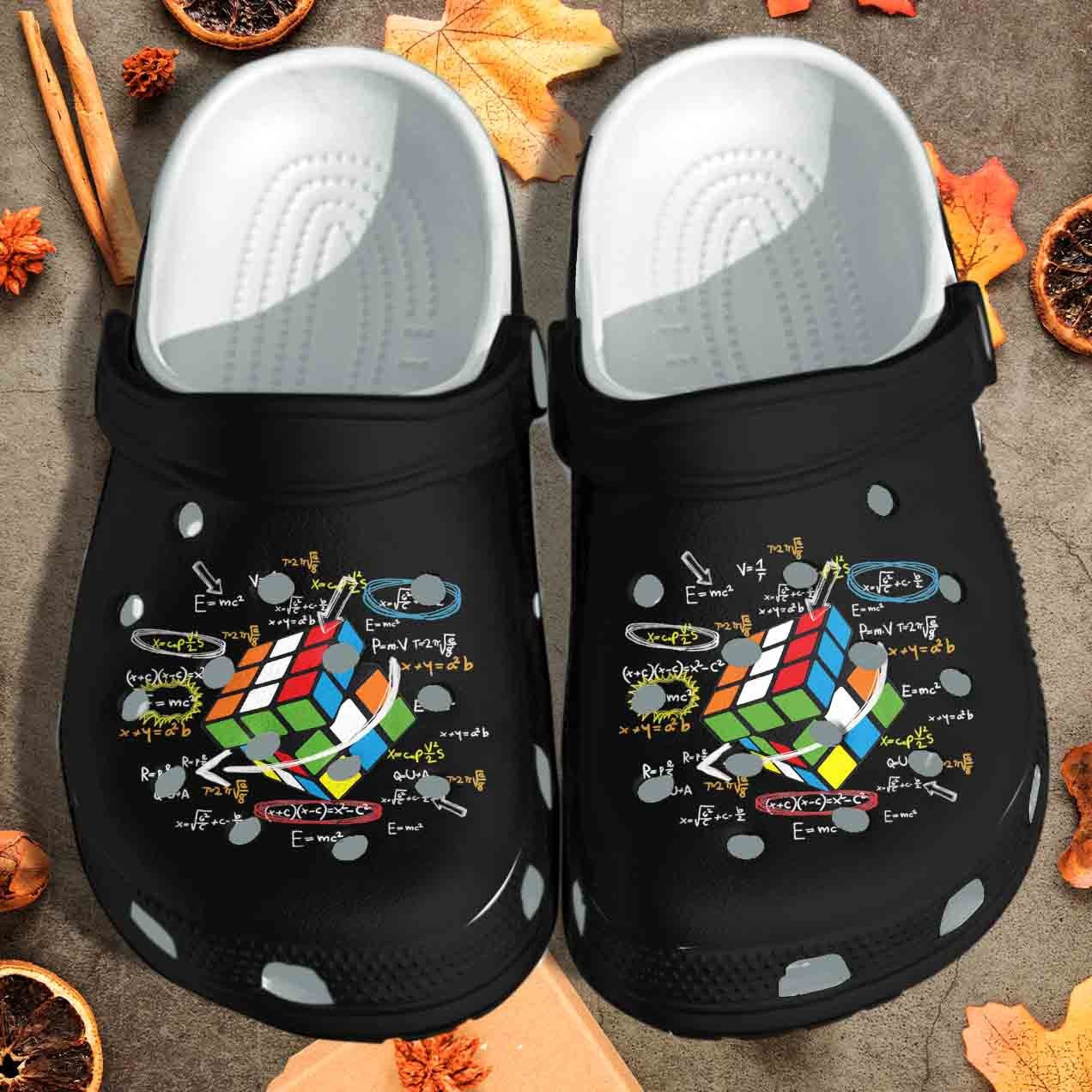 Footwearmerch Rubik Cute Shoes For Who Love Math - Funny Equation Clog Birthday Gift For Teacher Friends