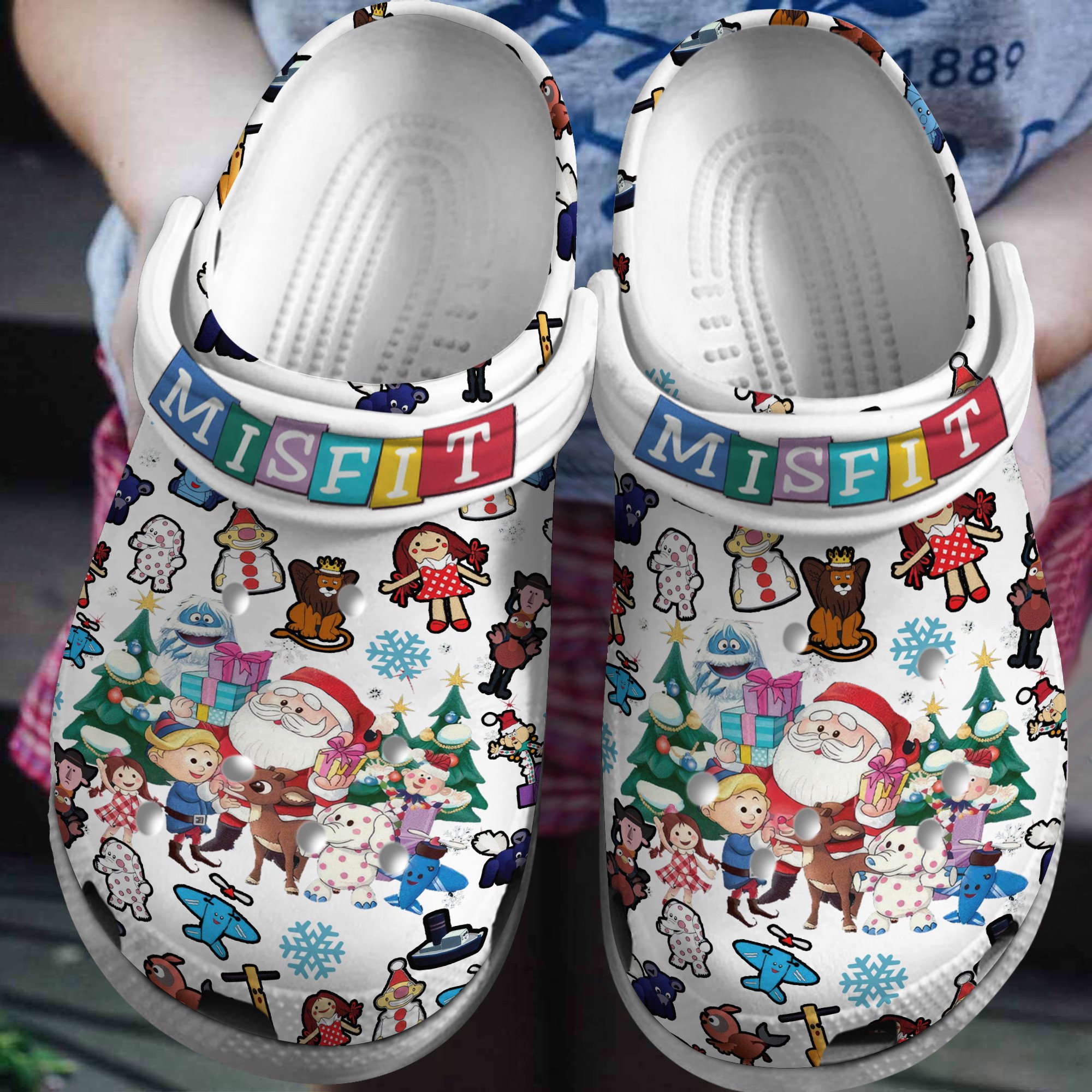 Footwearmerch Rudolph The Red Nosed Reindeer Island of Misfit Toys Cartoon Crocs Crocband Clogs Shoes Comfortable For Men Women and Kids