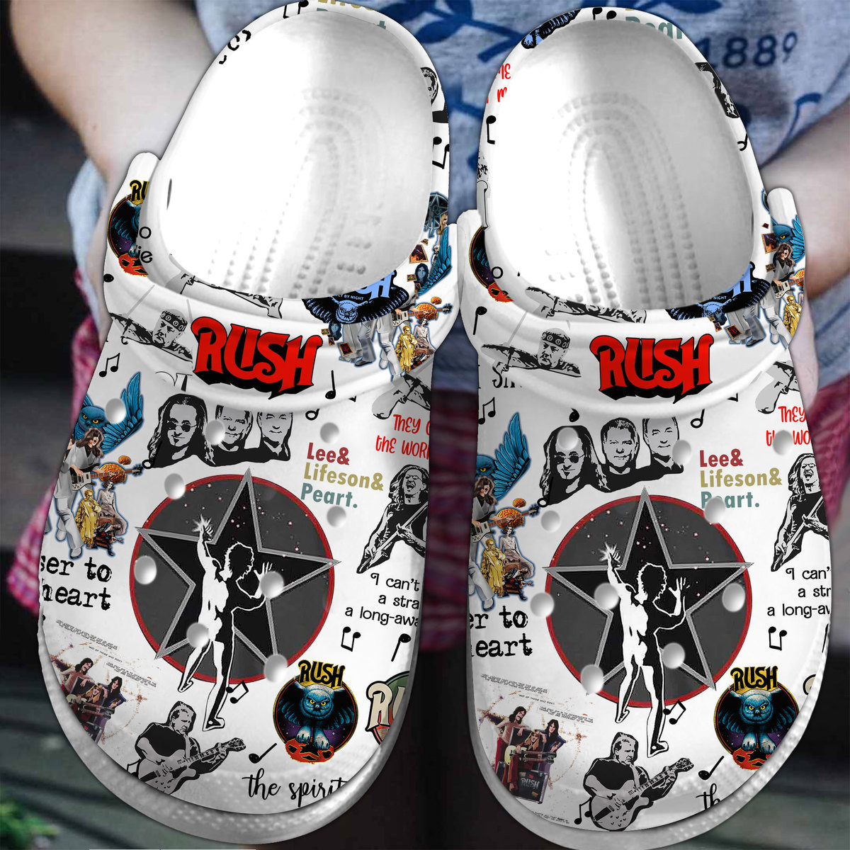 Footwearmerch Rush's Lifeson and Lee Music Crocs Crocband Clogs Shoes Comfortable For Men Women and Kids