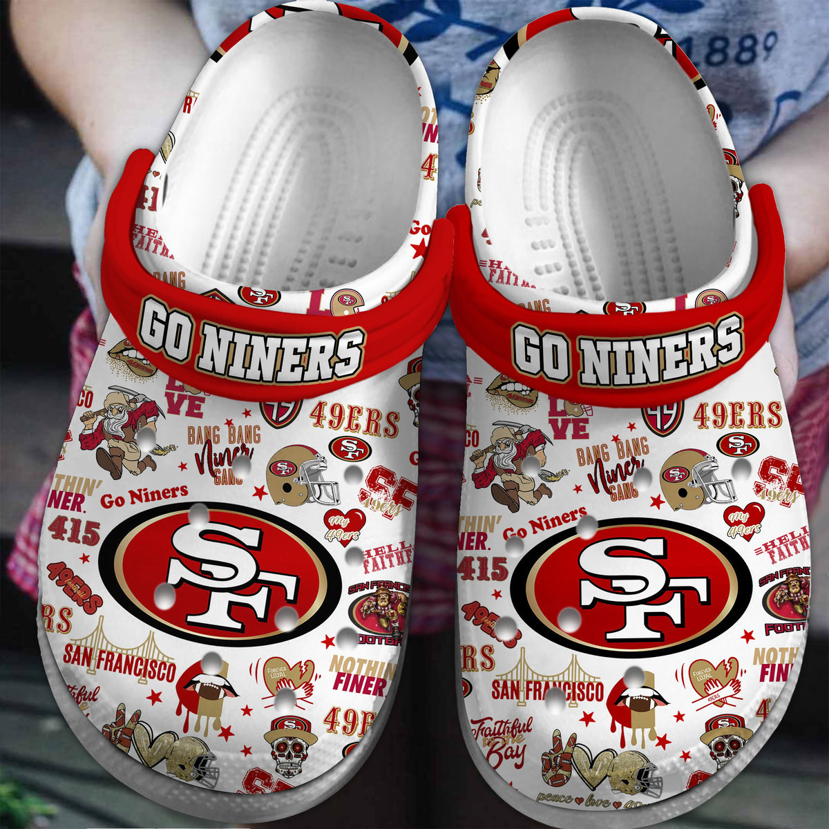 Footwearmerch San Francisco 49ers NFL Sport Crocs Crocband Clogs Shoes Comfortable For Men Women and Kids