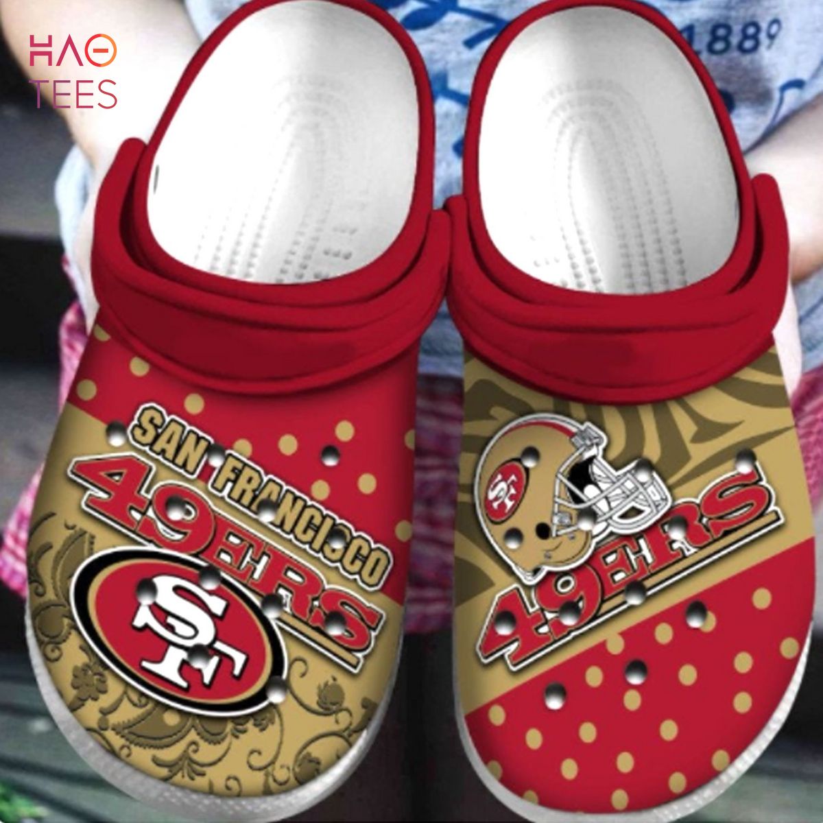 Footwearmerch San Francisco 49ers NFL Sport Crocs Crocband Clogs Shoes Comfortable For Men Women and Kids