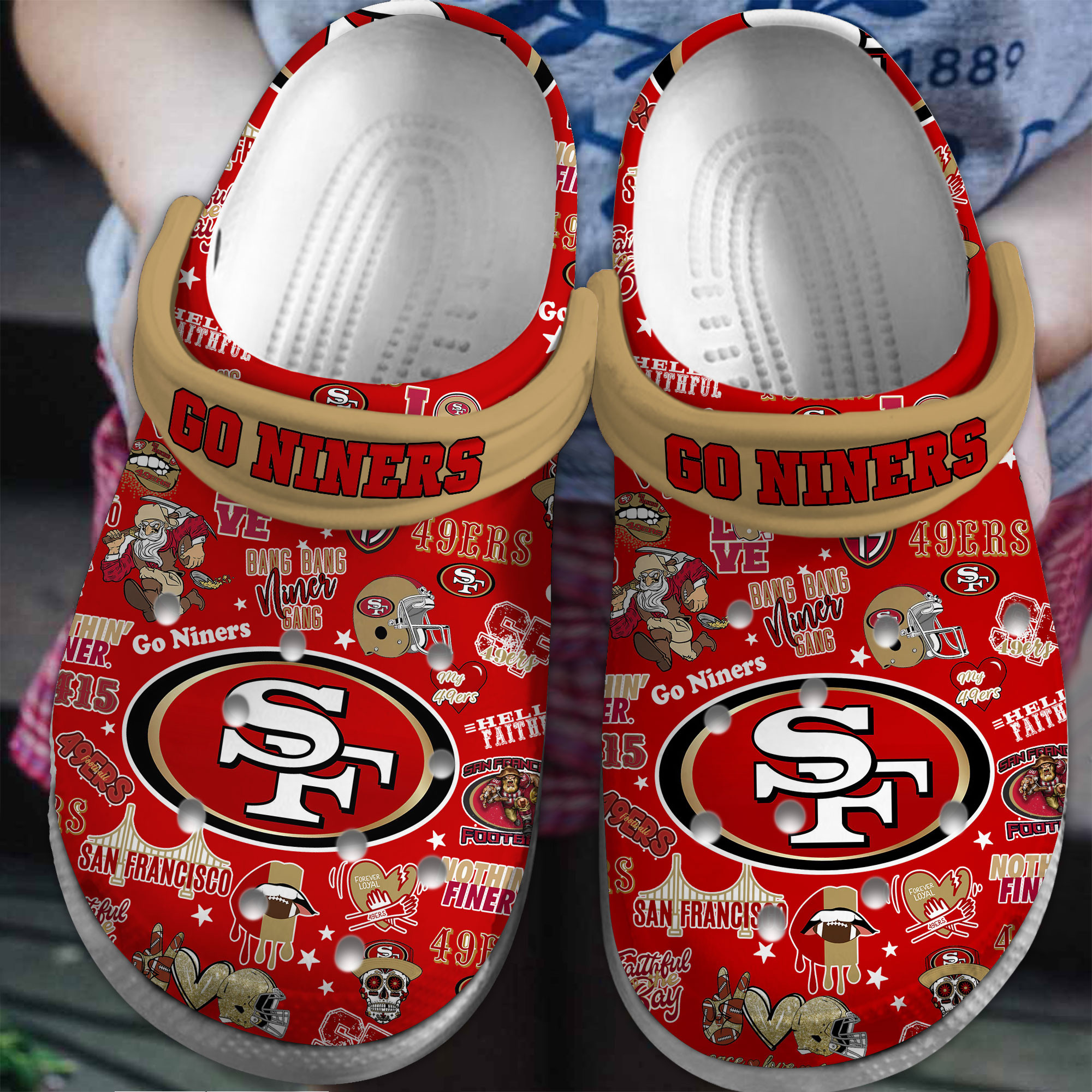 Footwearmerch San Francisco 49ers NFL Sport Crocs Crocband Clogs Shoes Comfortable For Men Women and Kids