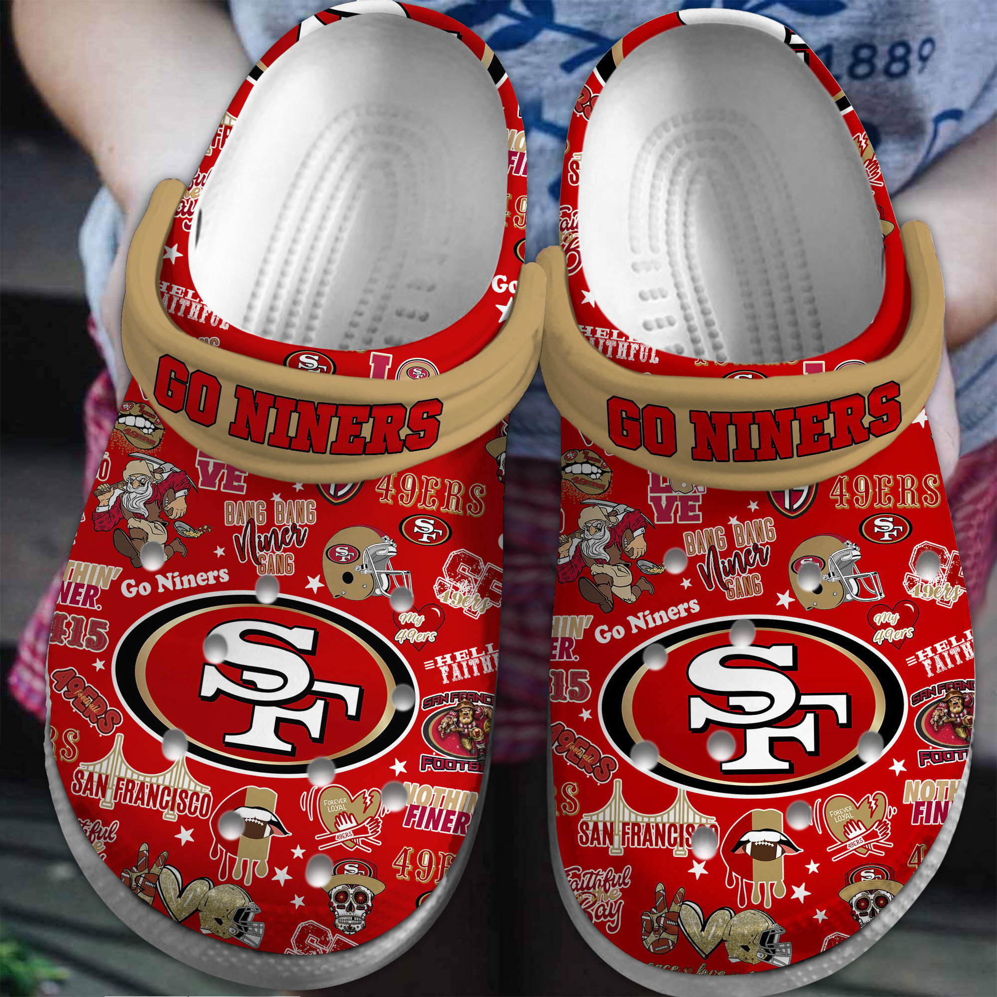 Footwearmerch San Francisco 49ers NFL Sport Crocs Crocband Clogs Shoes Comfortable For Men Women and Kids