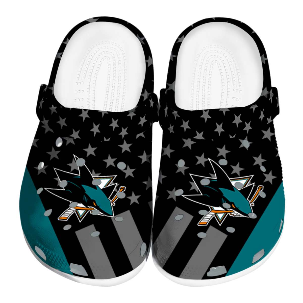 Footwearmerch San Jose Sharks NHL Sport Crocs Crocband Clogs Shoes Comfortable For Men Women and Kids
