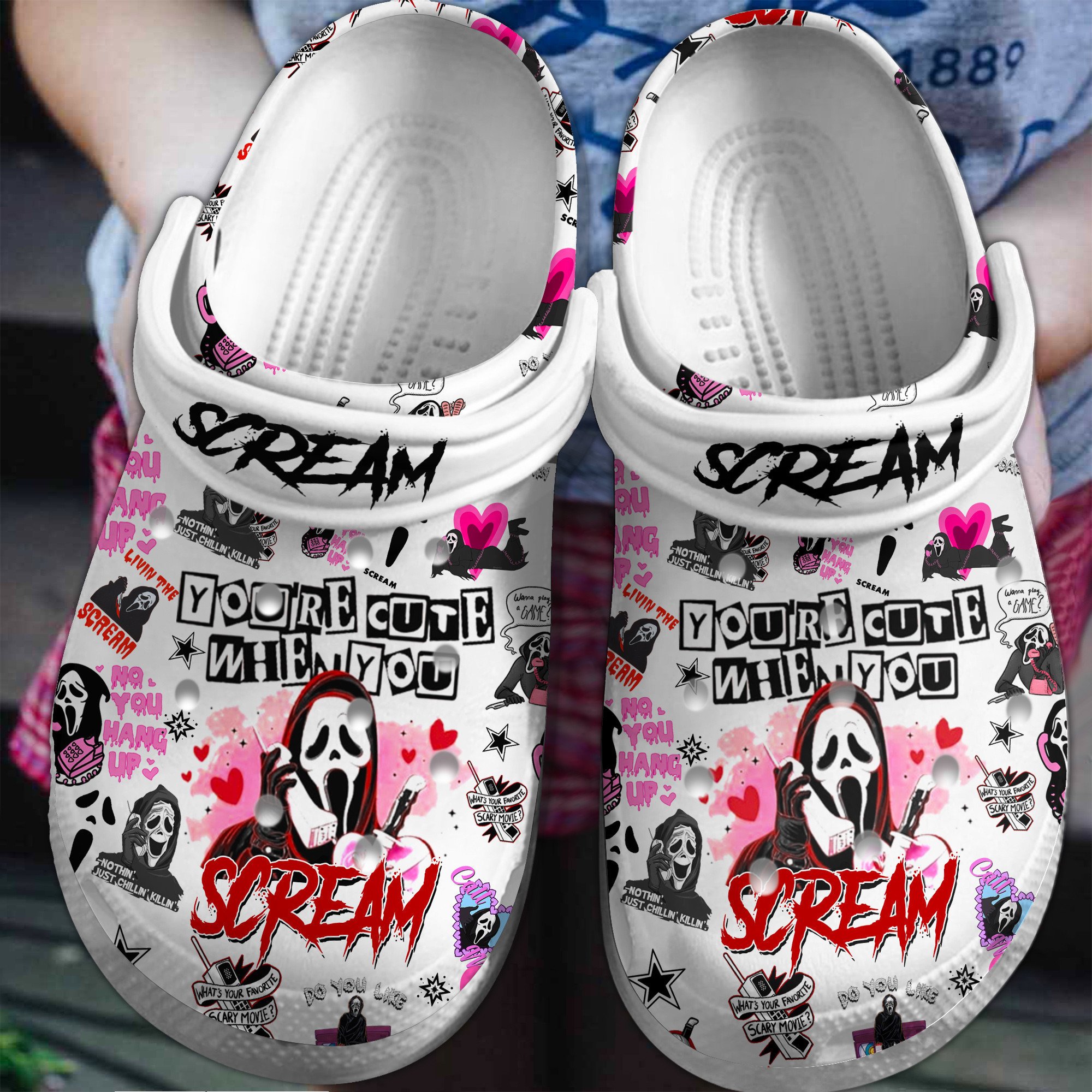 Footwearmerch Scream Movie Halloween Crocs Crocband Clogs Shoes Comfortable For Men Women and Kids