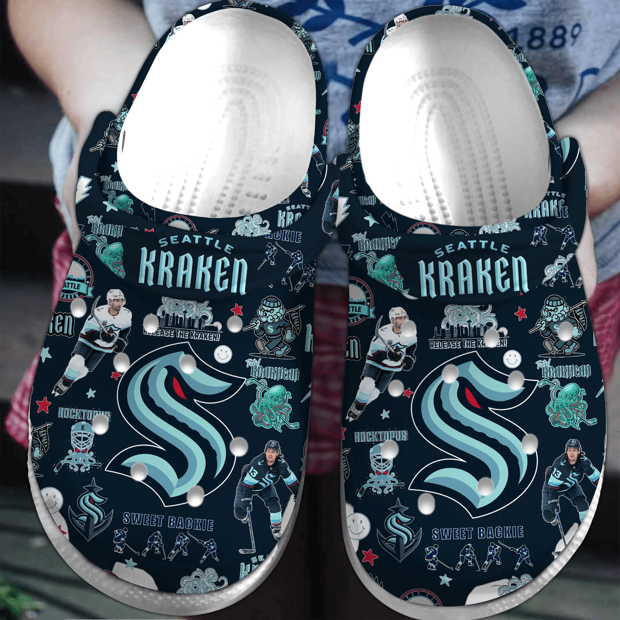 Footwearmerch Seattle Kraken NHL Sport Crocs Crocband Clogs Shoes Comfortable For Men Women and Kids