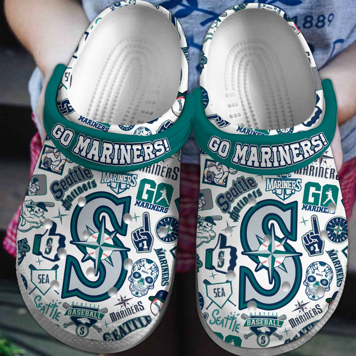 Footwearmerch Seattle Mariners MLB Sport Crocs Crocband Clogs Shoes Comfortable For Men Women and Kids
