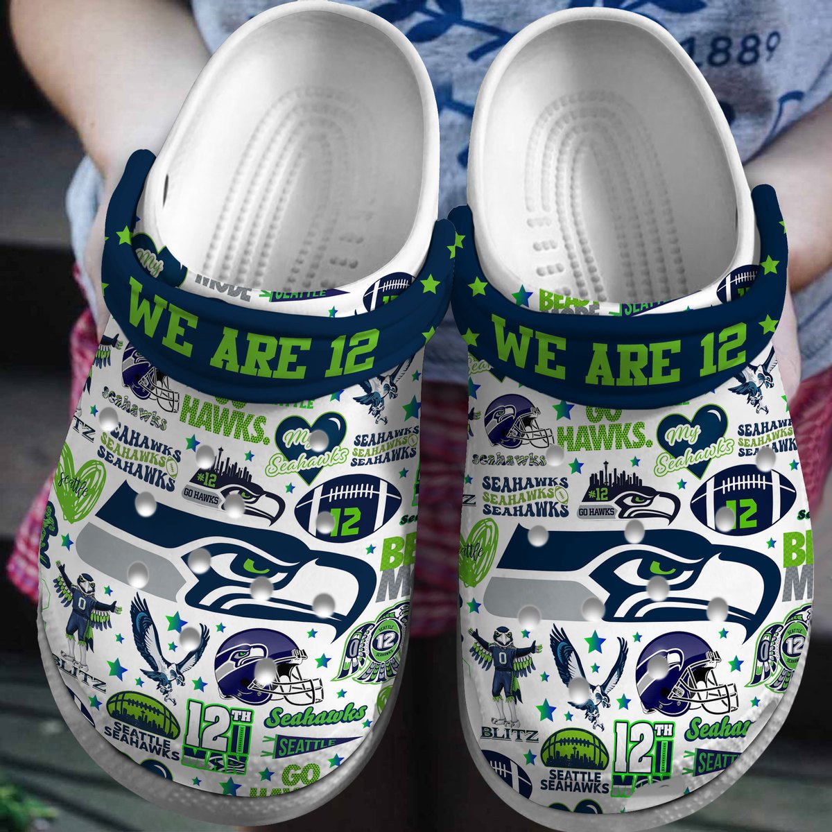 Footwearmerch Seattle Seahawks NFL Sport Crocs Crocband Clogs Shoes Comfortable For Men Women and Kids