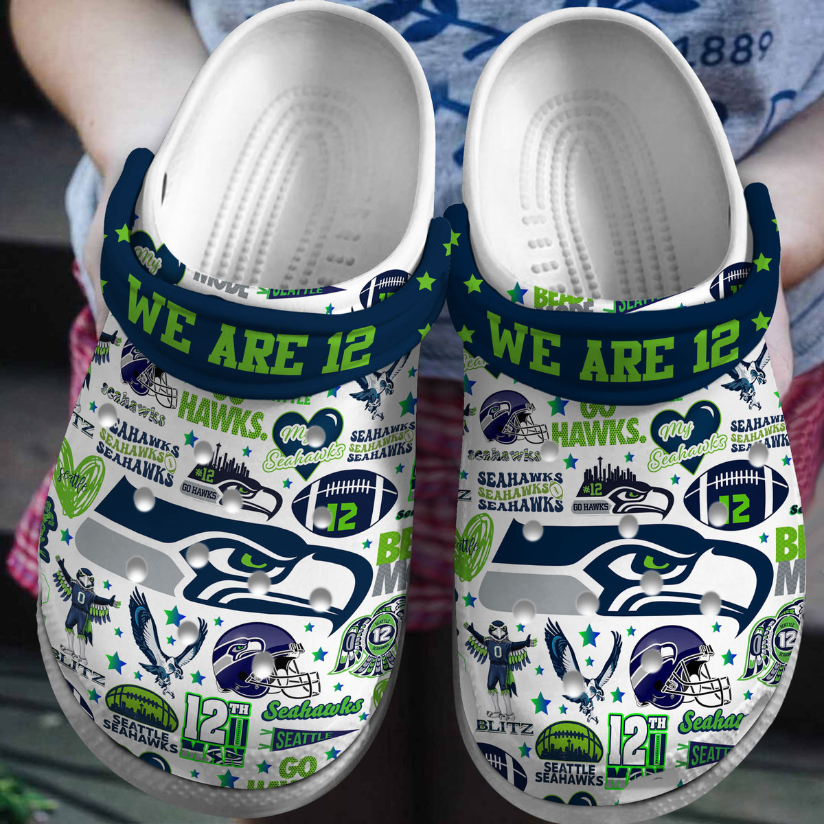 Footwearmerch Seattle Seahawks NFL Sport Crocs Crocband Clogs Shoes Comfortable For Men Women and Kids