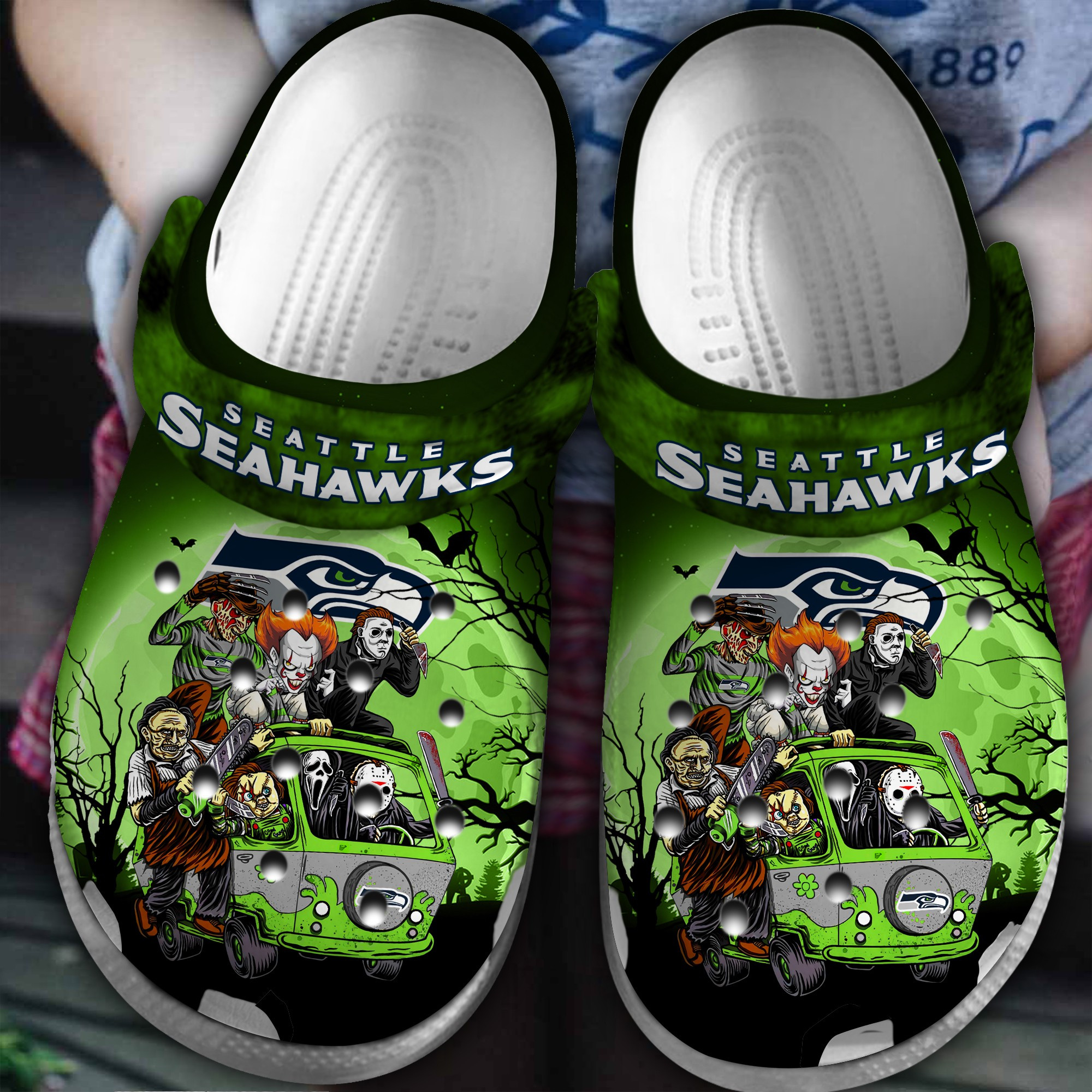 Footwearmerch Seattle Seahawks NFL Sport Crocs Crocband Clogs Shoes Comfortable For Men Women and Kids