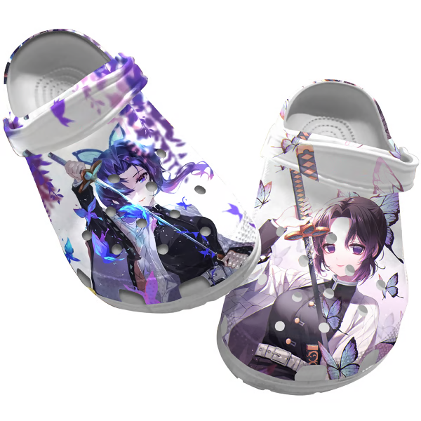 Footwearmerch Shinobu Kochou Demon Slayer Anime Crocs Crocband Clogs Shoes Comfortable For Men Women and Kids