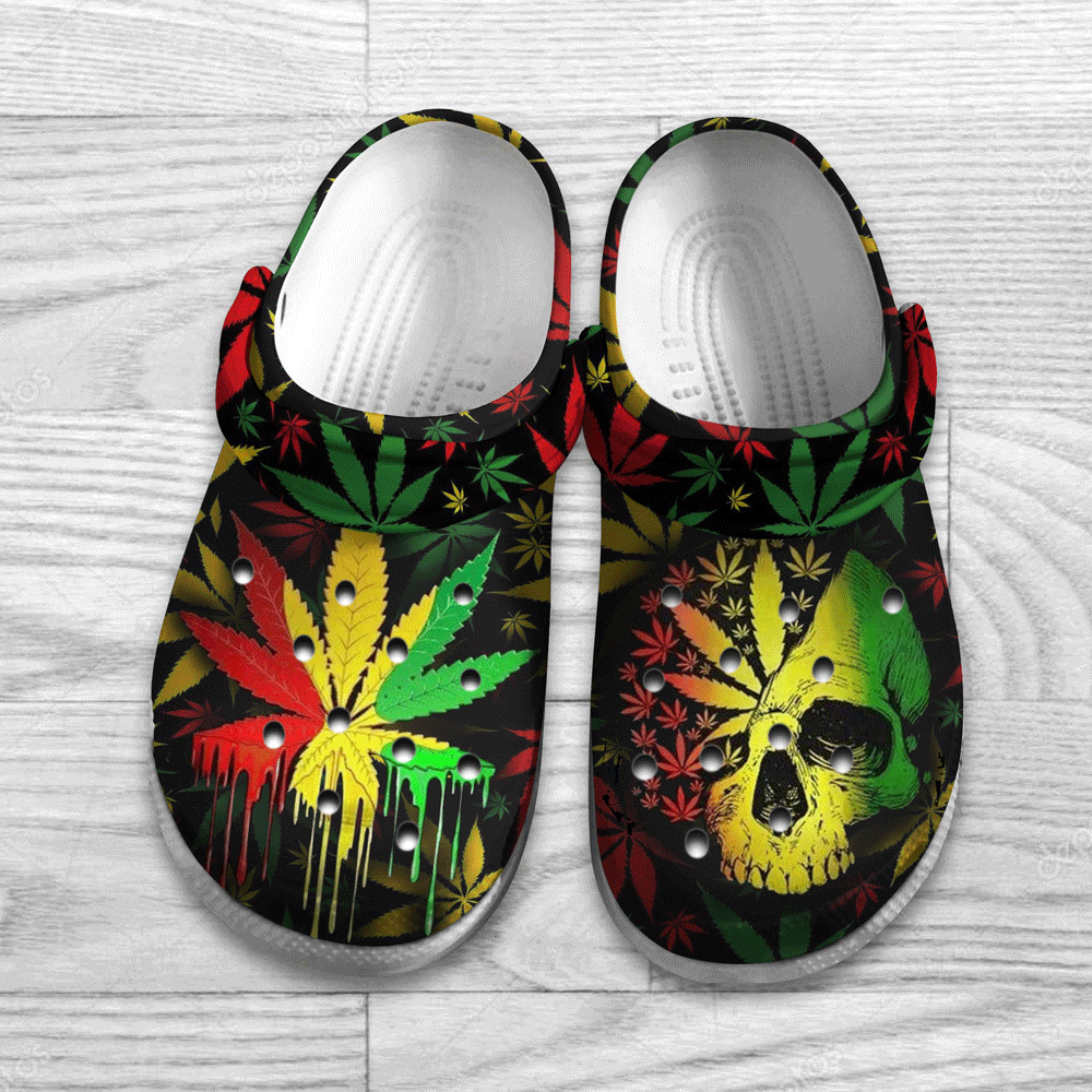 Footwearmerch Skull Weed Cannabis clog Shoesfor Men Women Marijuana 420 Weed Day Gifts Ht