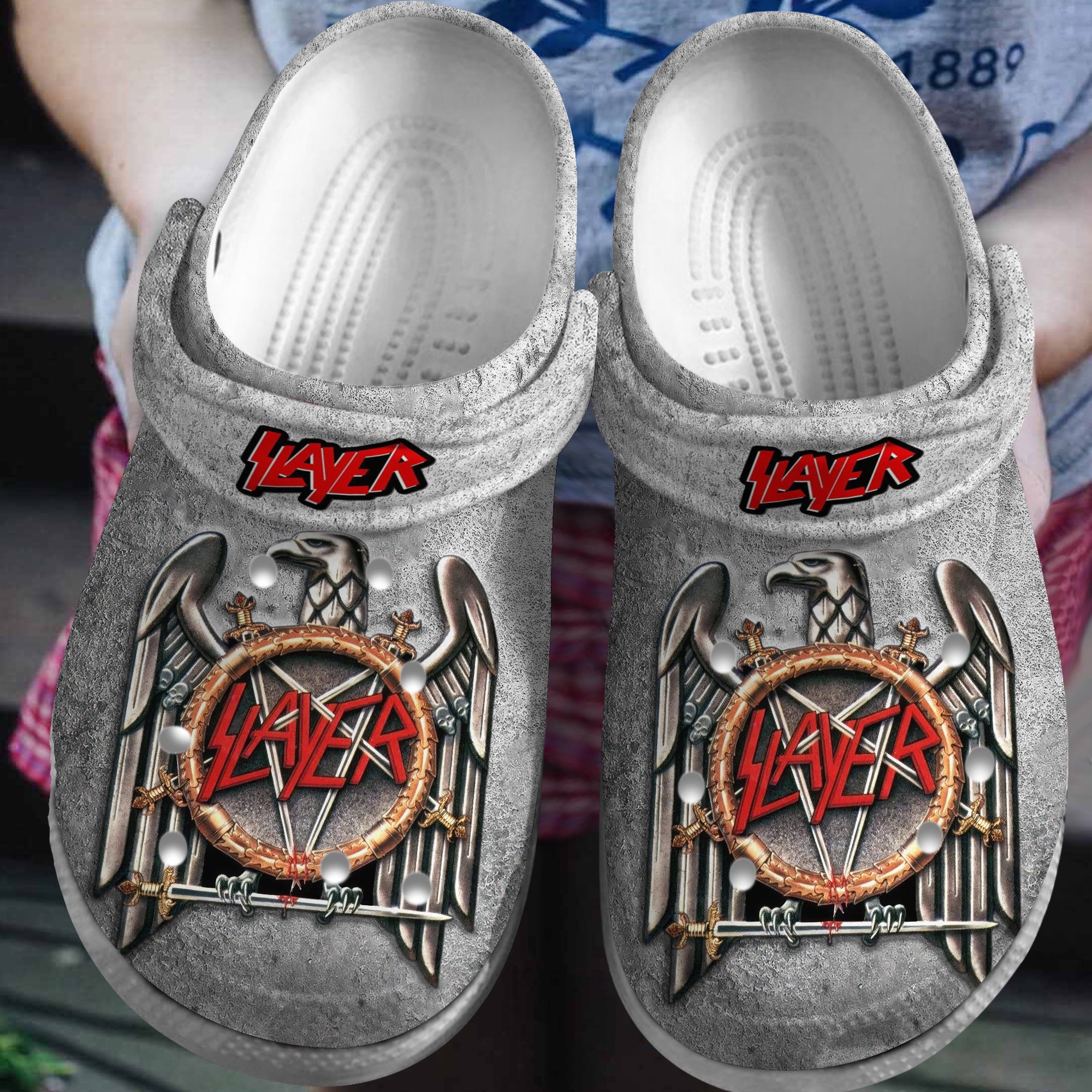 Footwearmerch Slayer Music Crocs Crocband Clogs Shoes Comfortable For Men Women and Kids