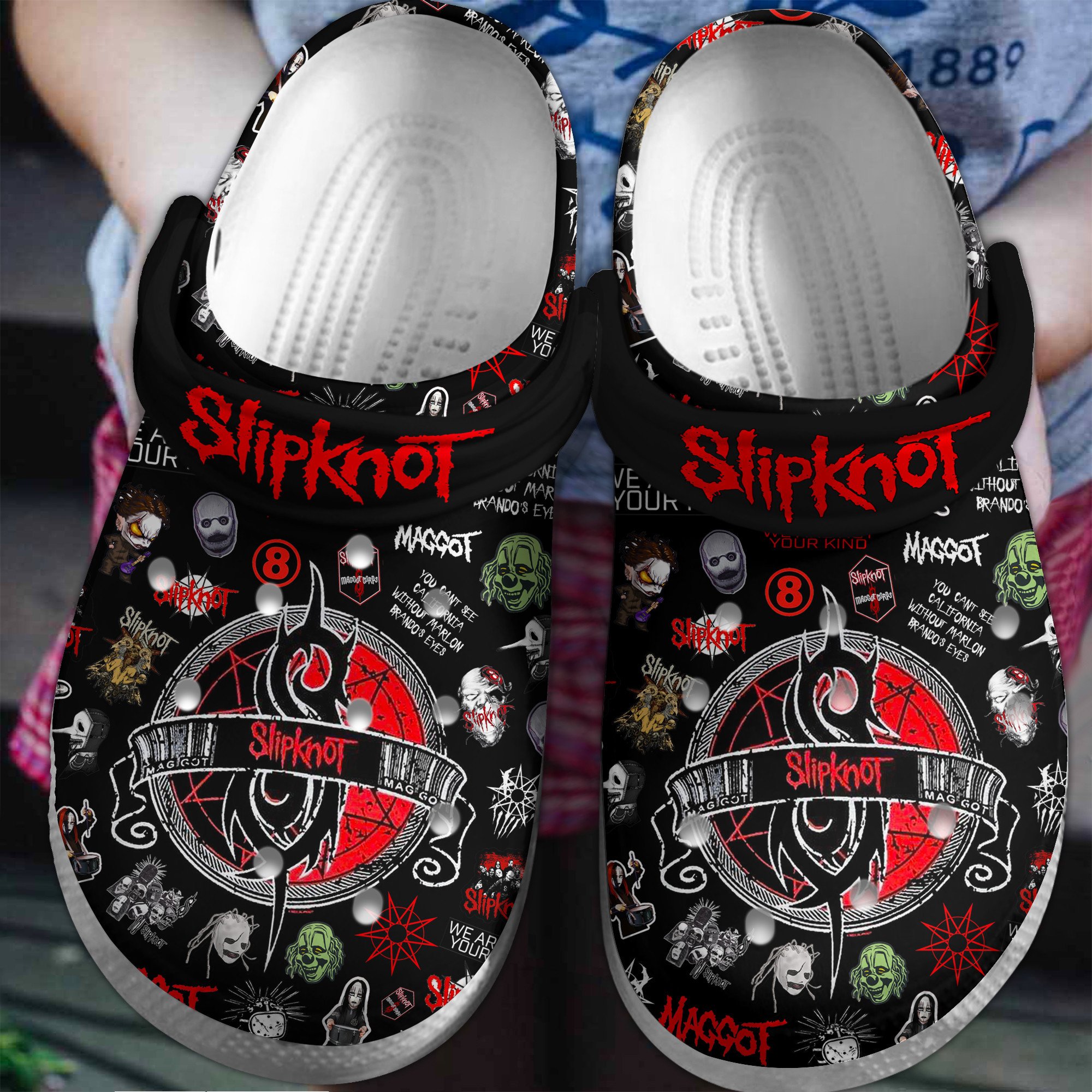 Footwearmerch Slipknot Band Music Crocs Crocband Clogs Shoes Comfortable For Men Women and Kids