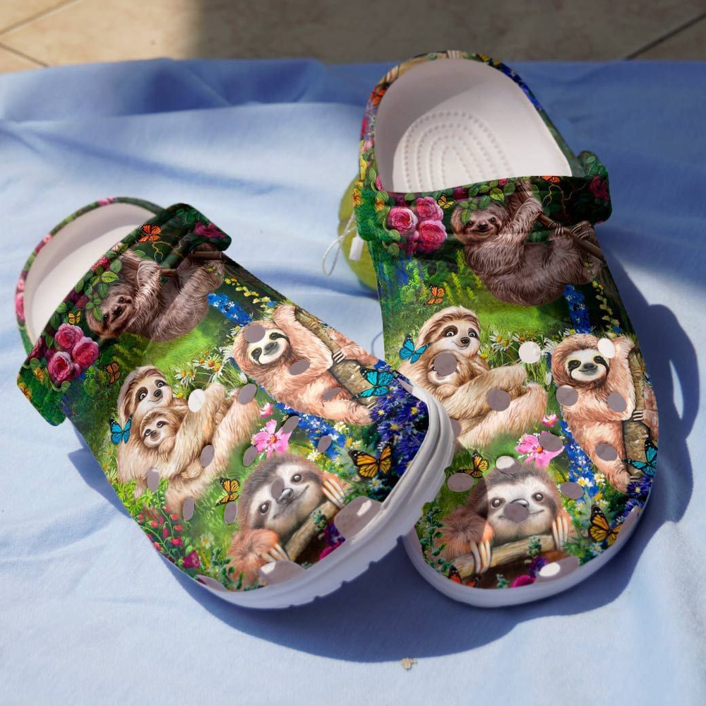 Footwearmerch Sloth Tribe Sloth With Nature Gift For Lover Rubber clog Shoes Comfy Footwear