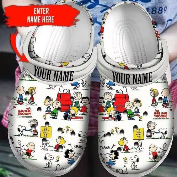 Footwearmerch Snoopy Peanuts Cartoon Crocs Crocband Clogs Shoes Comfortable For Men Women and Kids