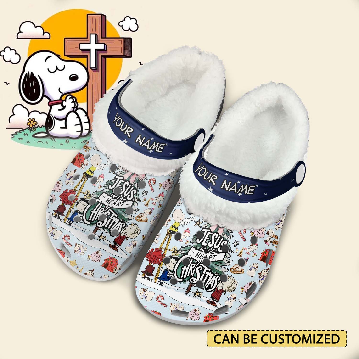 Footwearmerch Snoopy x Christmas Crocs Crocband Fleece Lined Clogs Shoes Comfortable For Men Women and Kids In Winter