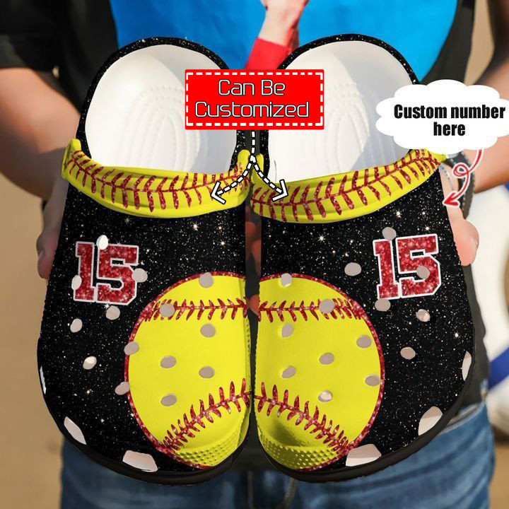 Footwearmerch Softball - Custom Name Number Softball Clog Shoes For Men And Women