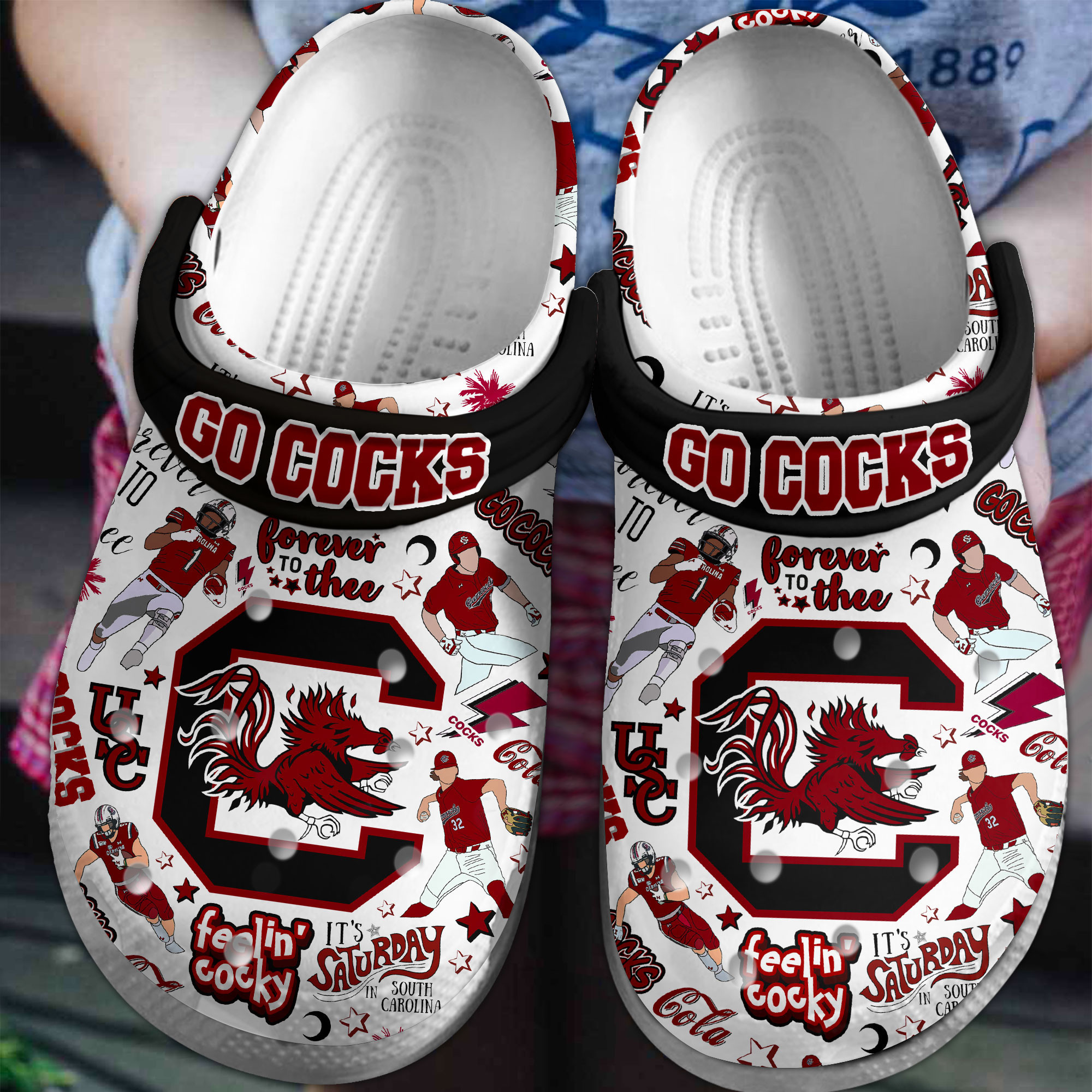 Footwearmerch South Carolina Gamecocks NCAA Sport Crocs Crocband Clogs Shoes Comfortable For Men Women and Kids