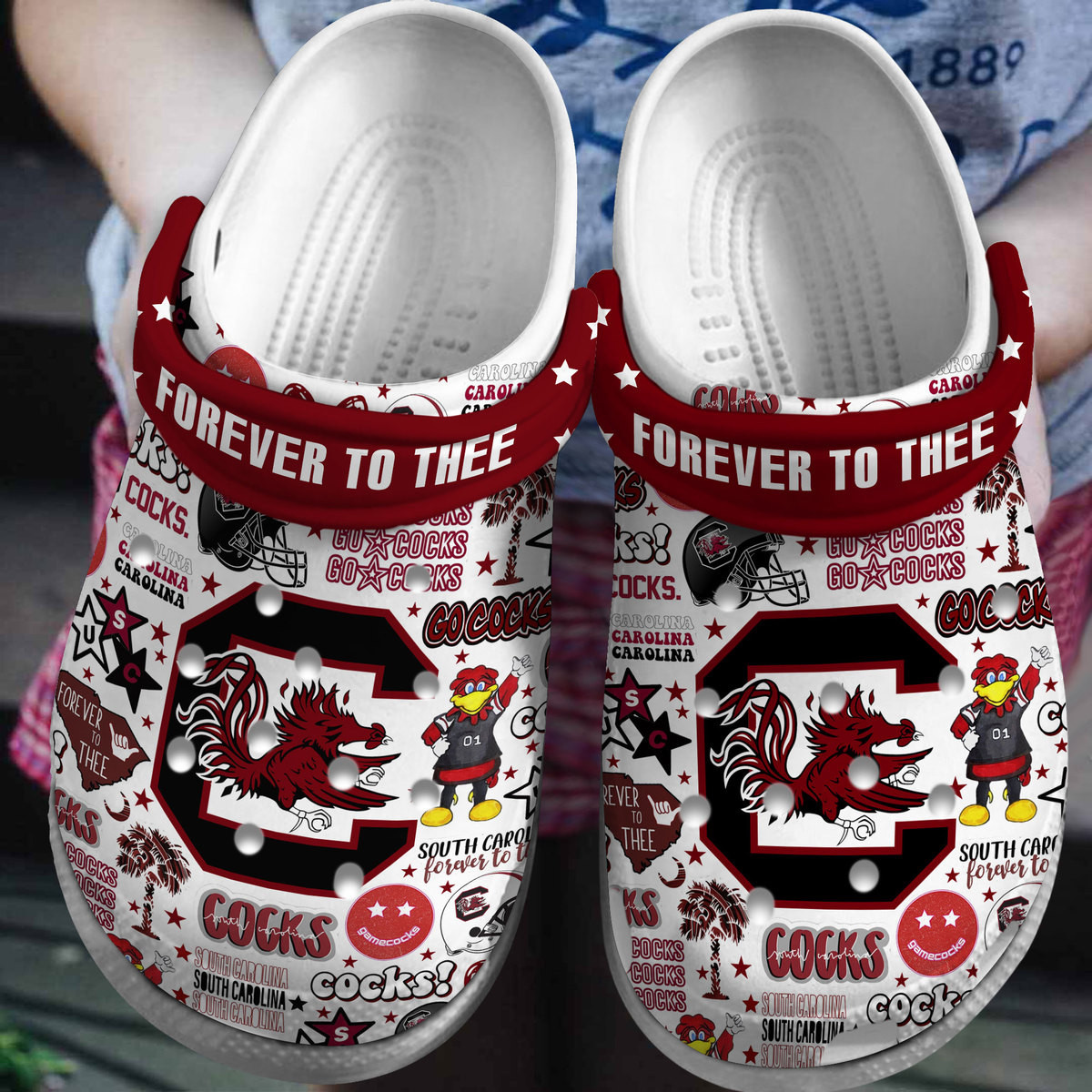 Footwearmerch South Carolina Gamecocks NCAA Sport Crocs Crocband Clogs Shoes Comfortable For Men Women and Kids